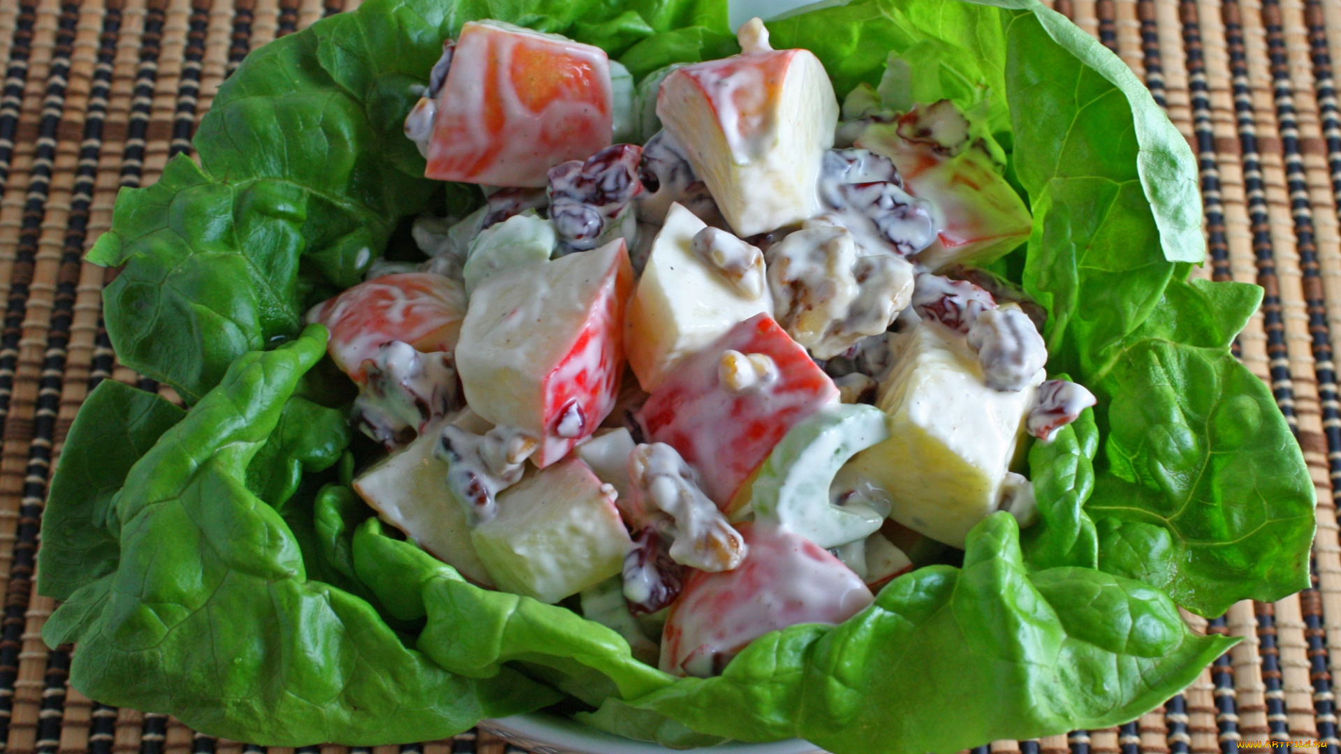 еда, салаты, , закуски, салат, зелень, яблоко