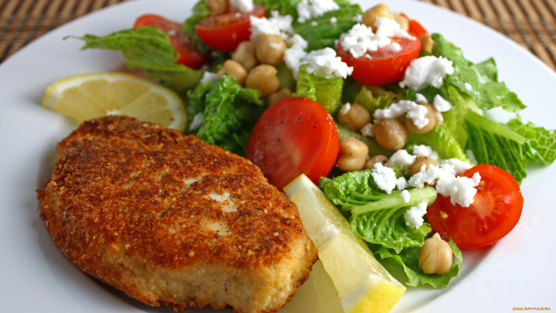 еда, вторые, блюда, котлета, салат