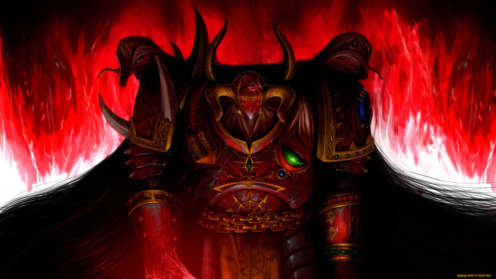 фэнтези, демоны, огонь, доспехи, демон