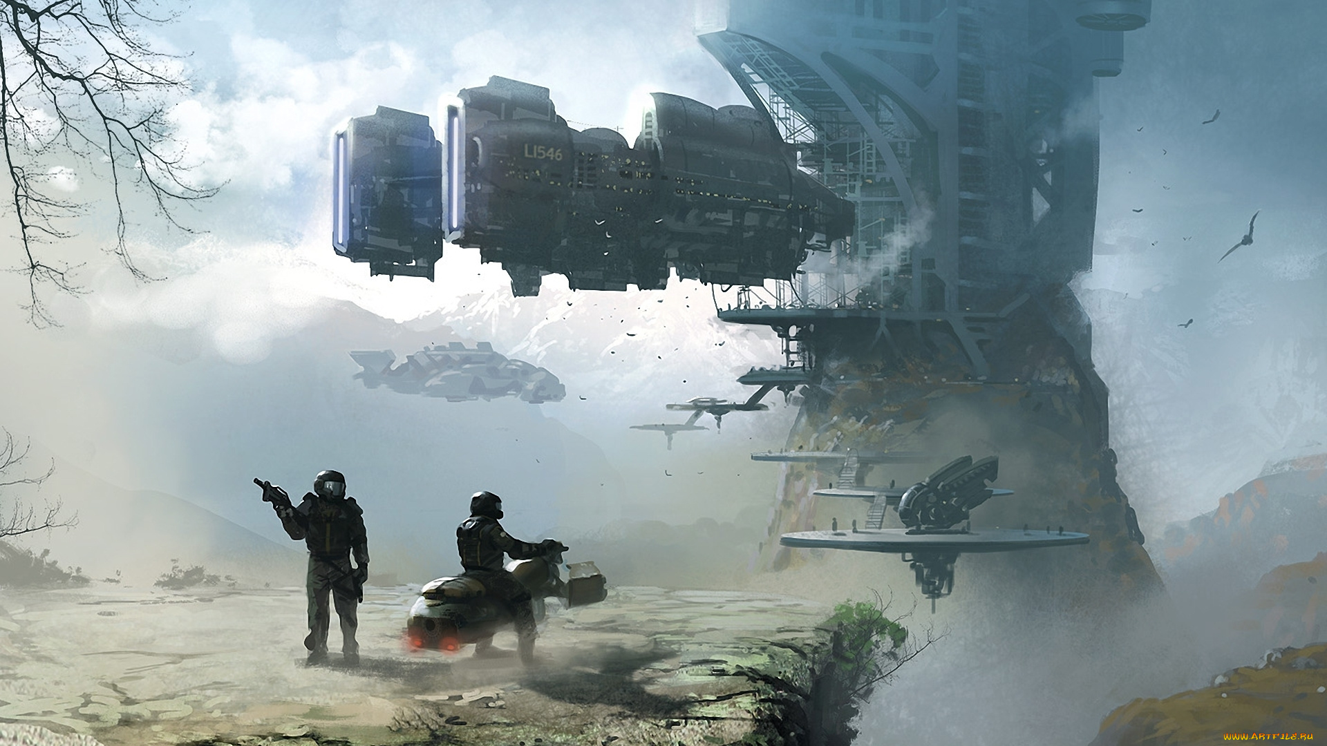 фэнтези, люди, будущее, летательные, аппараты