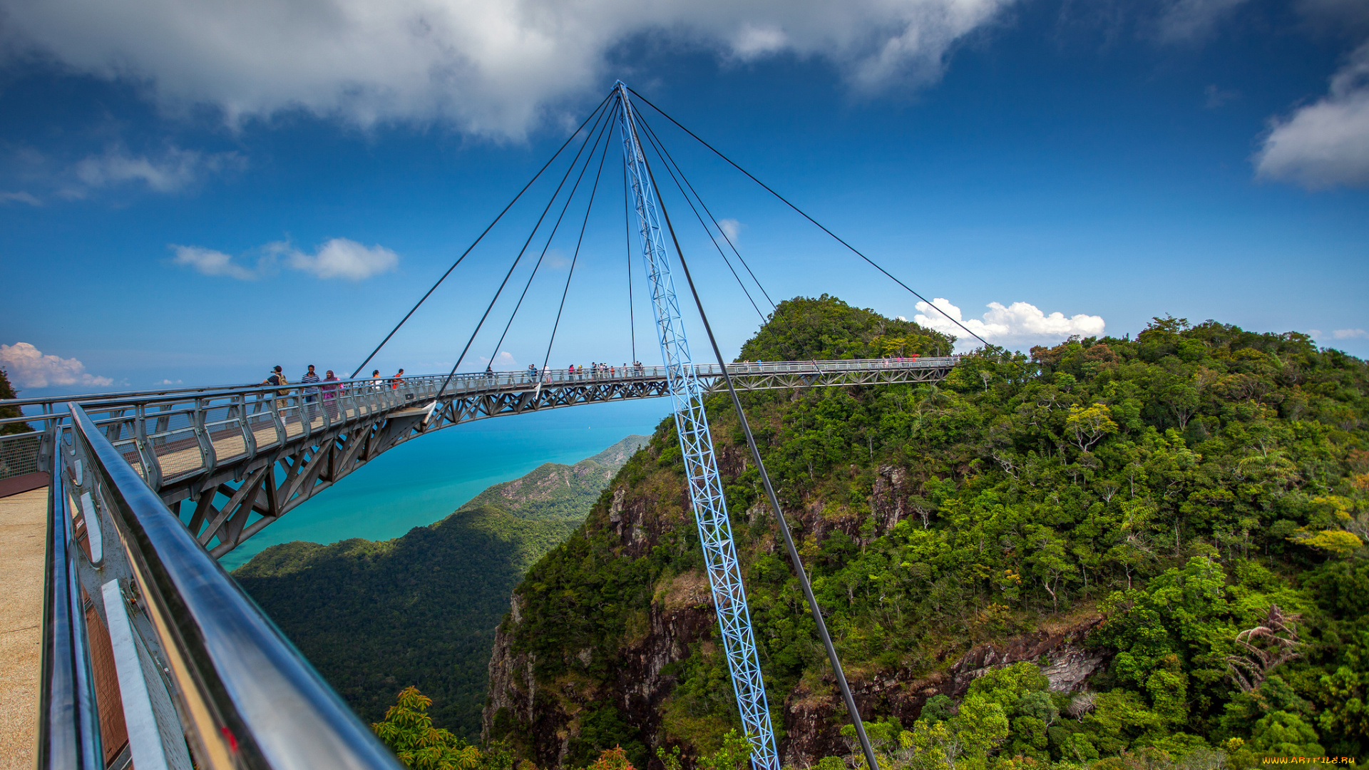 langkawi, sky, bridge, природа, горы, лес, каньон, мост