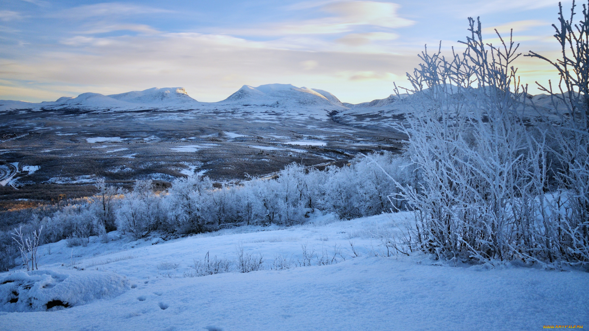 природа, зима, снег, горы, деревья