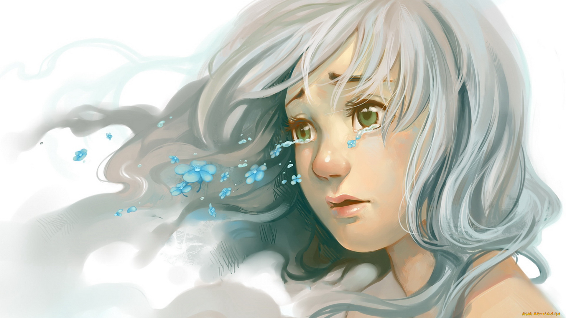 рисованные, люди, взгляд, волосы