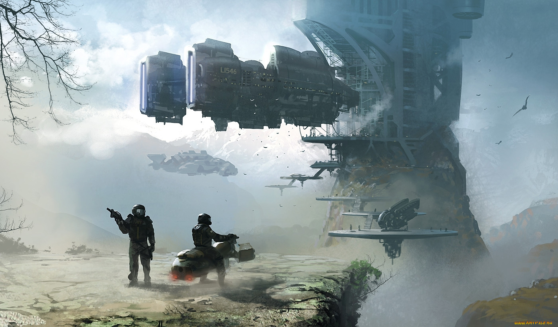 фэнтези, люди, будущее, летательные, аппараты