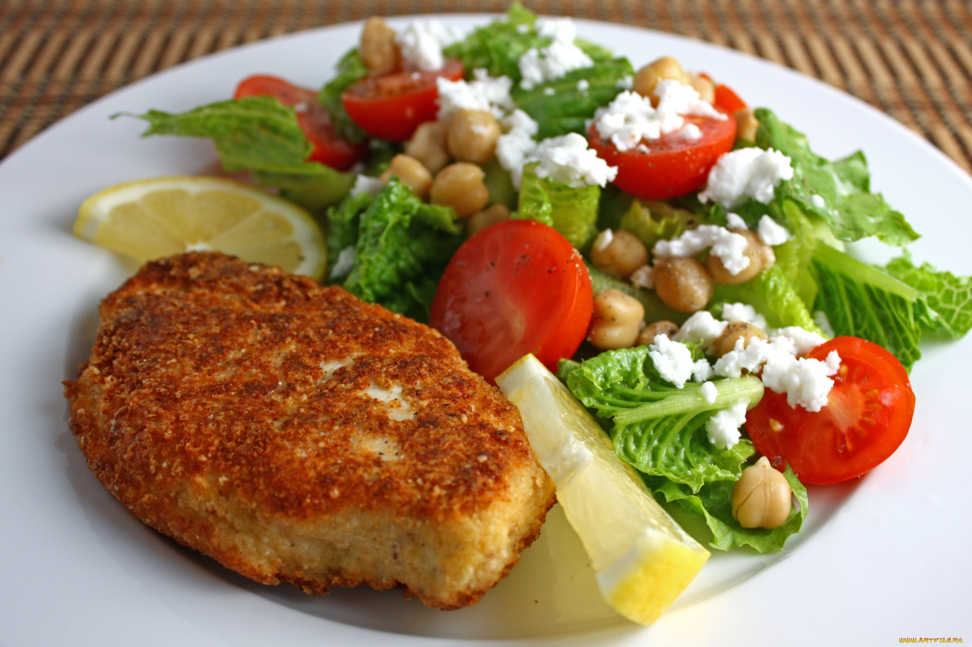 еда, вторые, блюда, котлета, салат