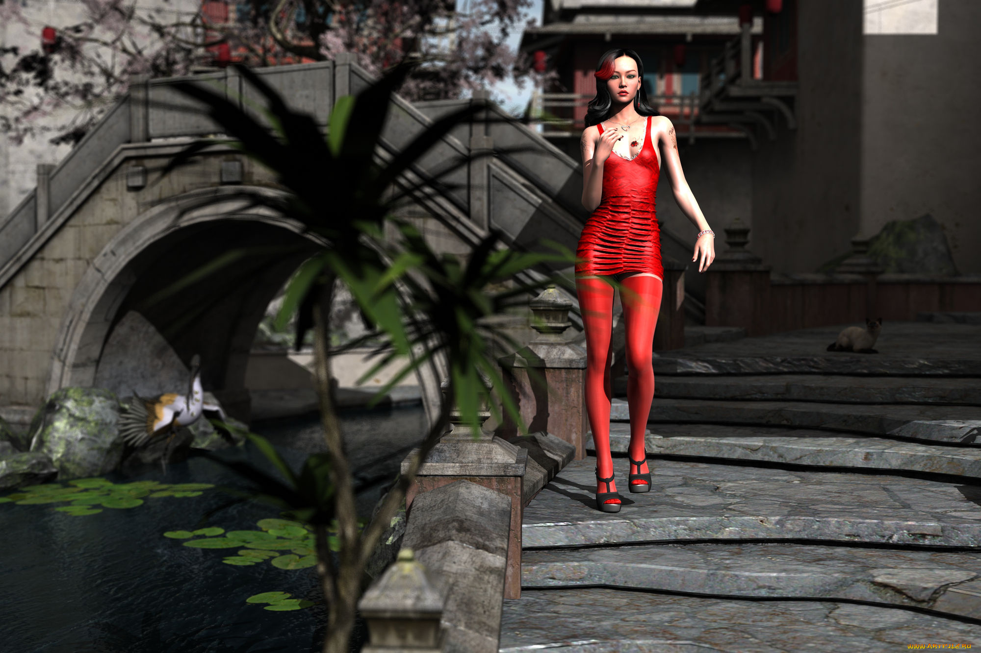 3д, графика, people, , люди, платье, девушка