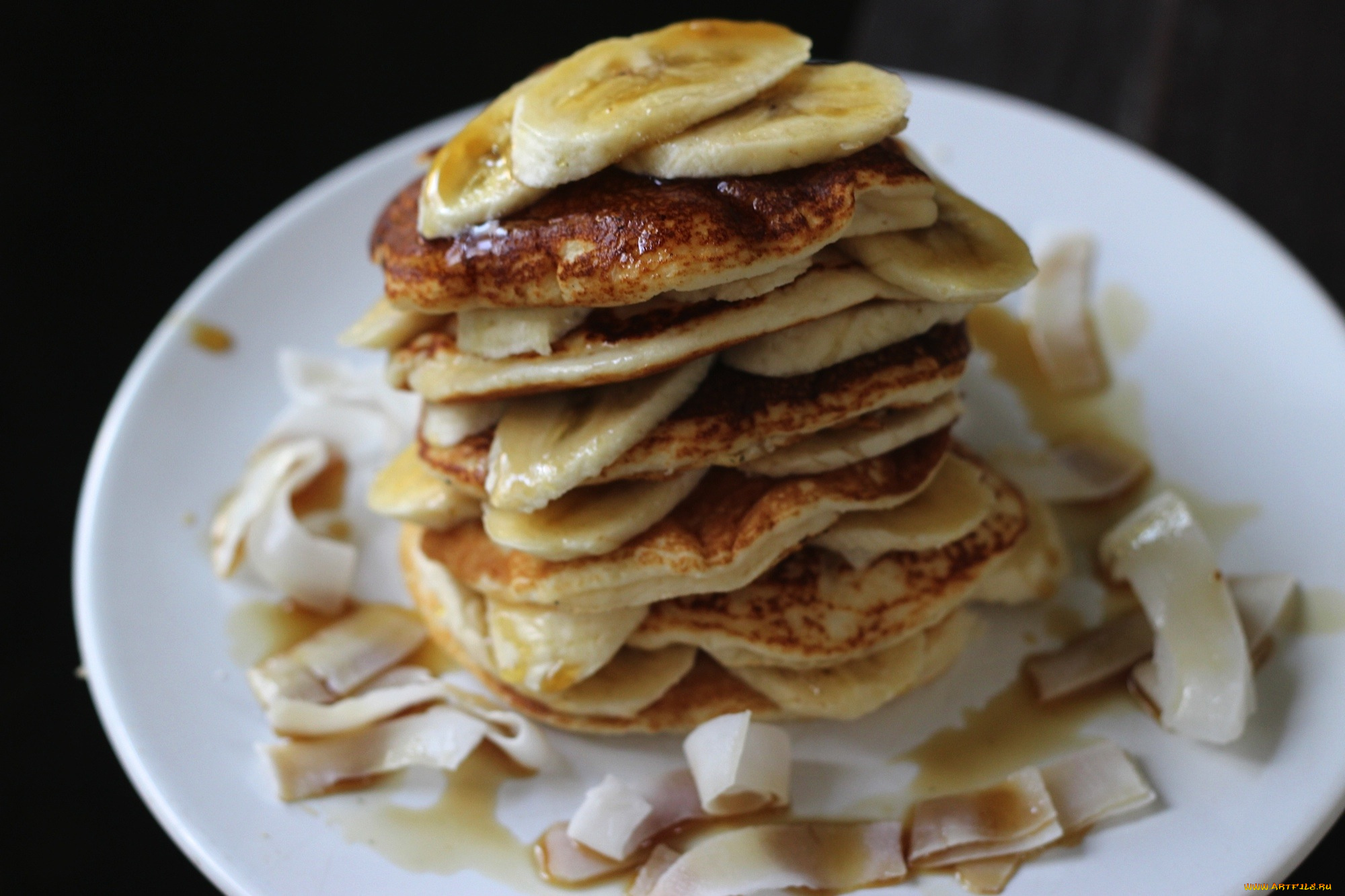 еда, блины, , оладьи, оладьи, банан