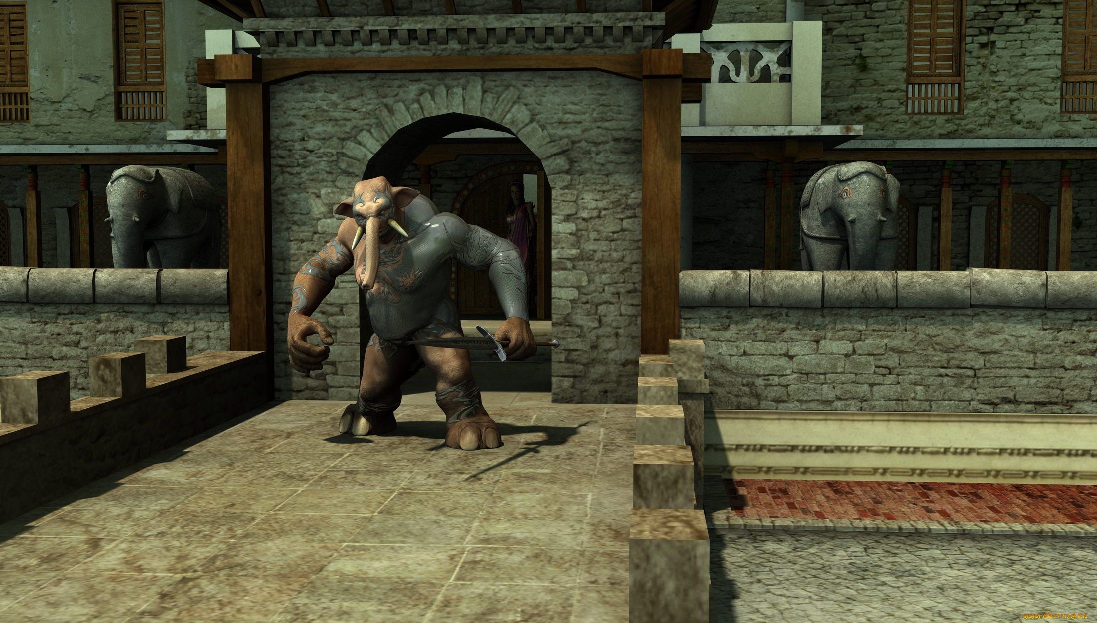 3д, графика, fantasy, , фантазия, слоны