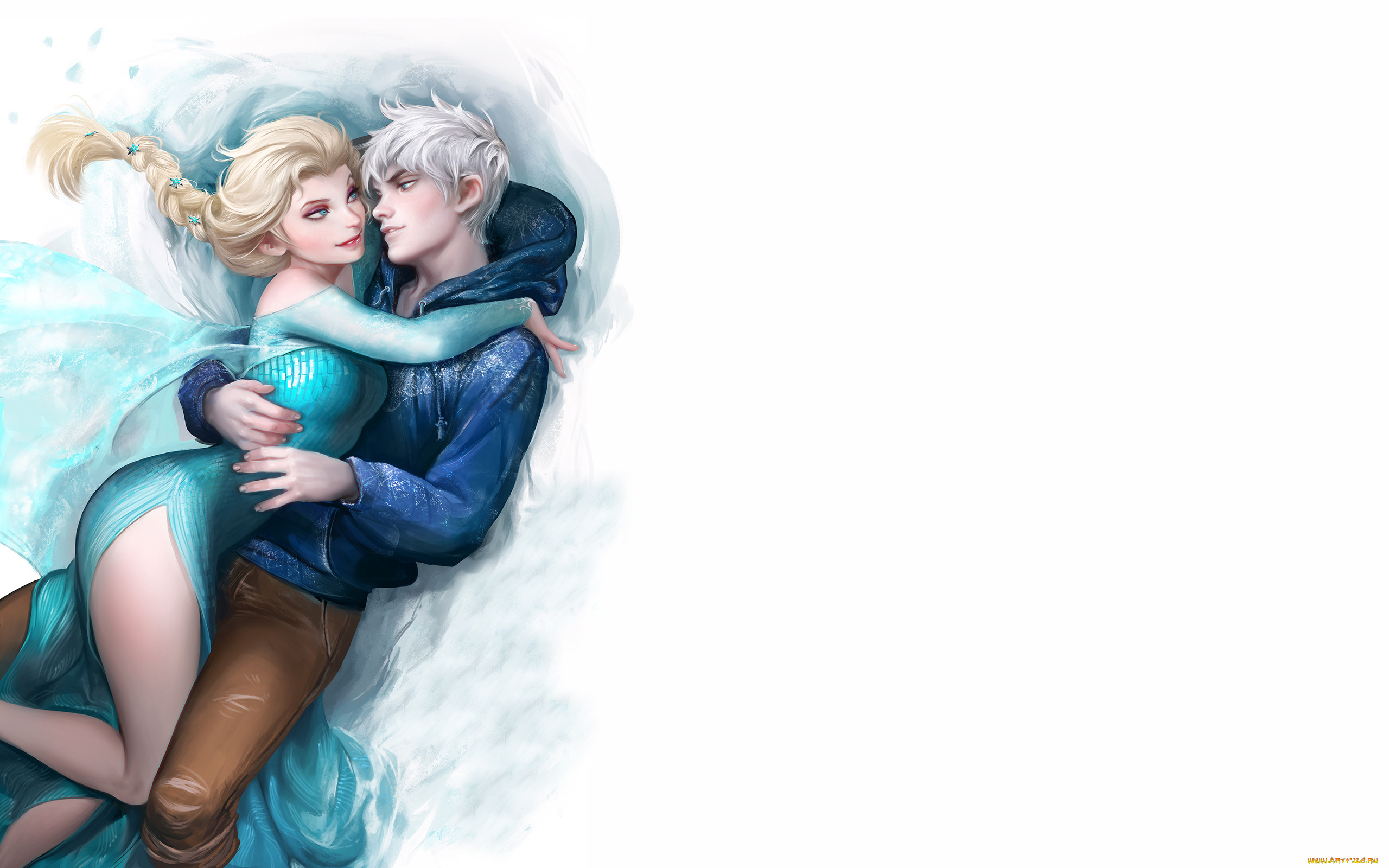 девушка, и, парень, рисованные, люди, frozen, холодное, сердце, хранители, снов, парень, девушка, rise, of, the, guardians