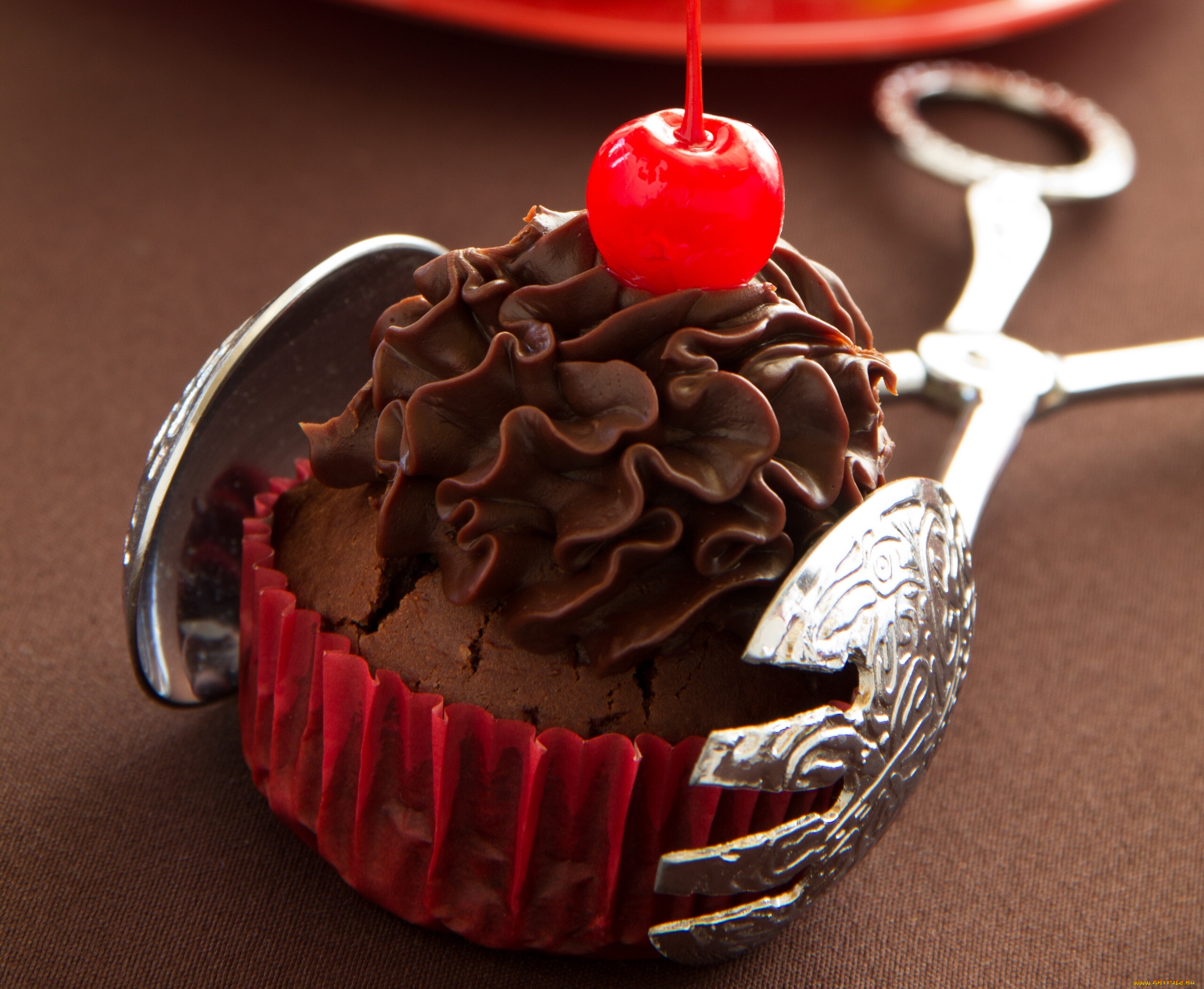 еда, пирожные, , кексы, , печенье, крем, щипцы, вишенка, кекс