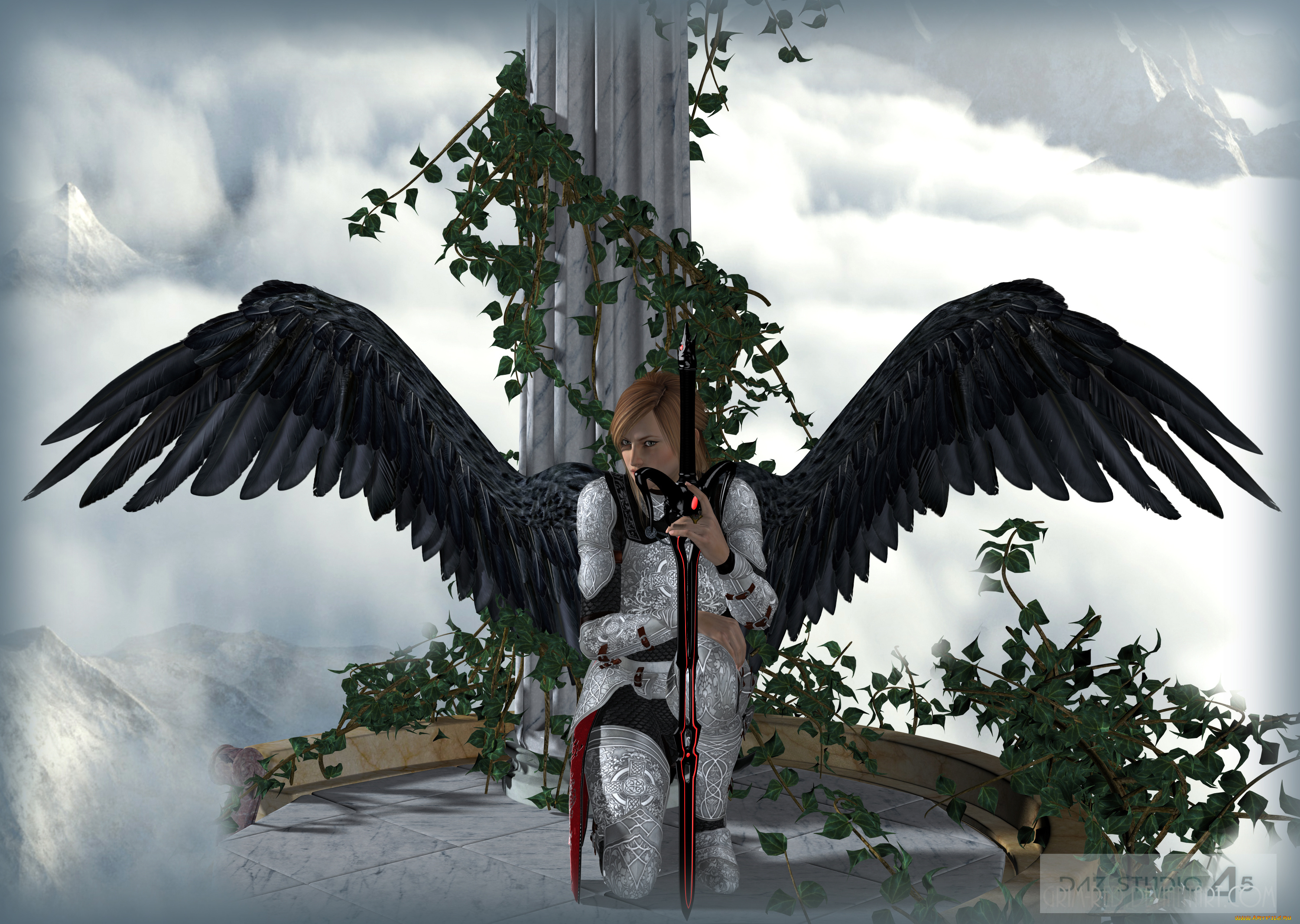 3д, графика, angel, , ангел, крылья