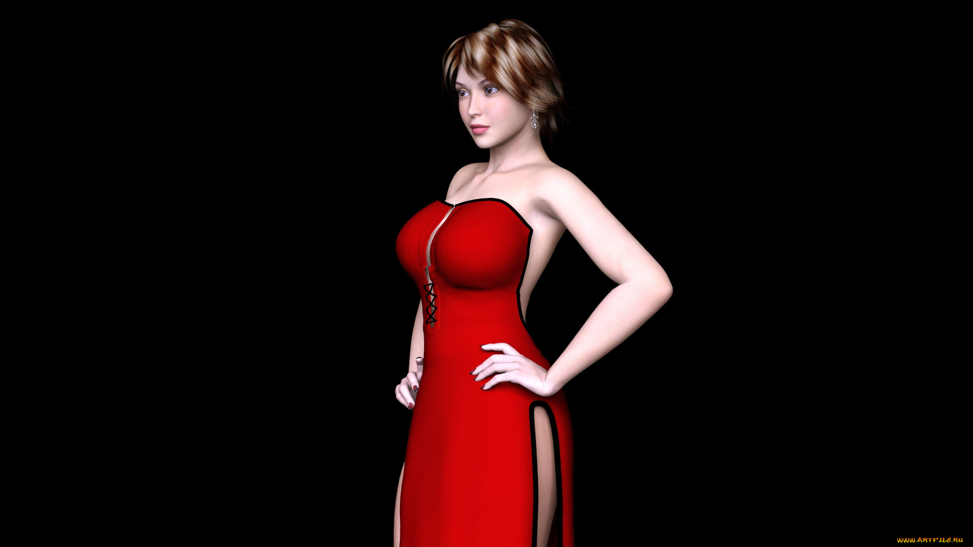 3д, графика, люди, , people, платье, фон, взгляд, девушка