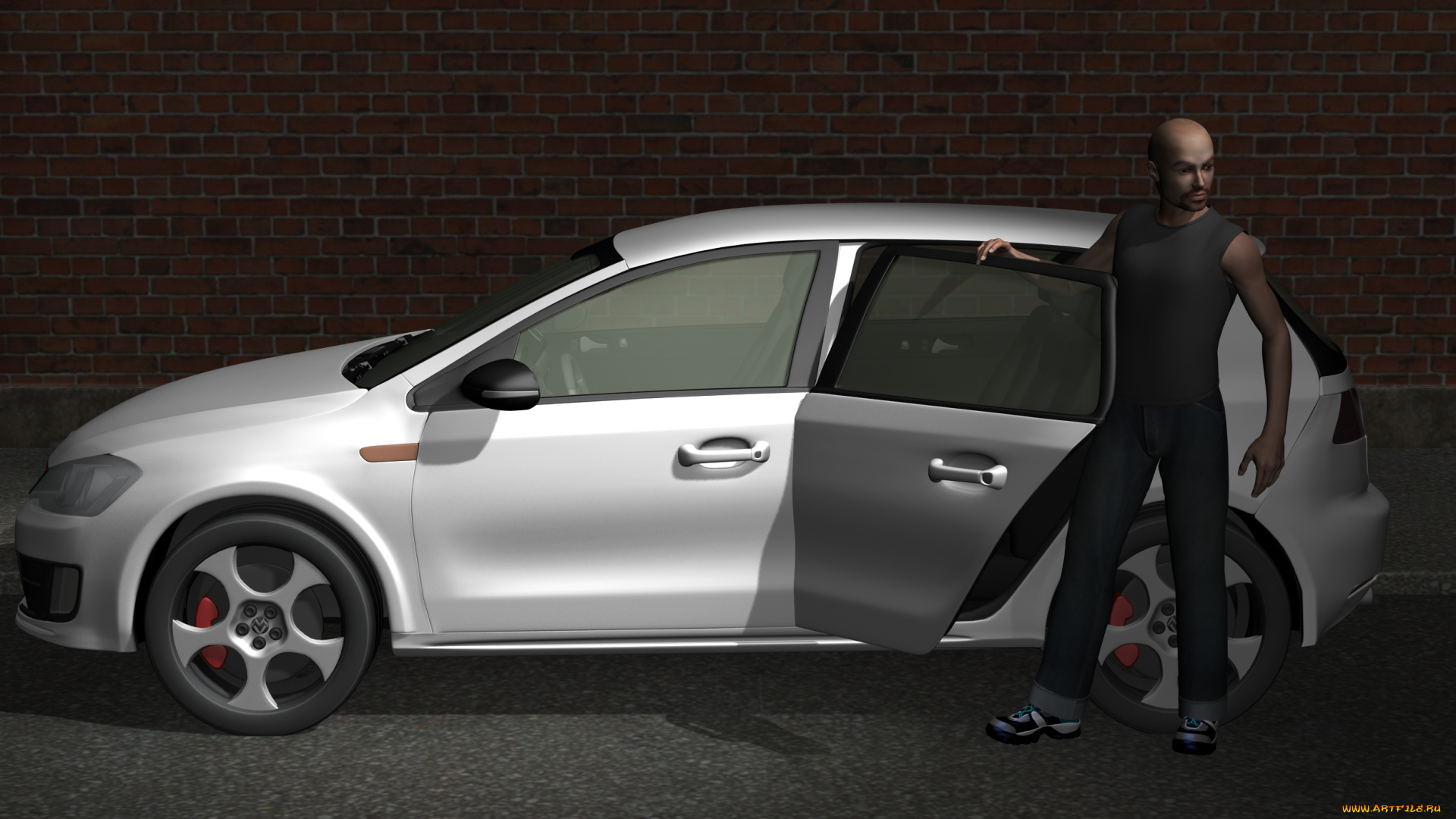 3д, графика, люди, , people, взгляд, мужчина, фон, автомобиль