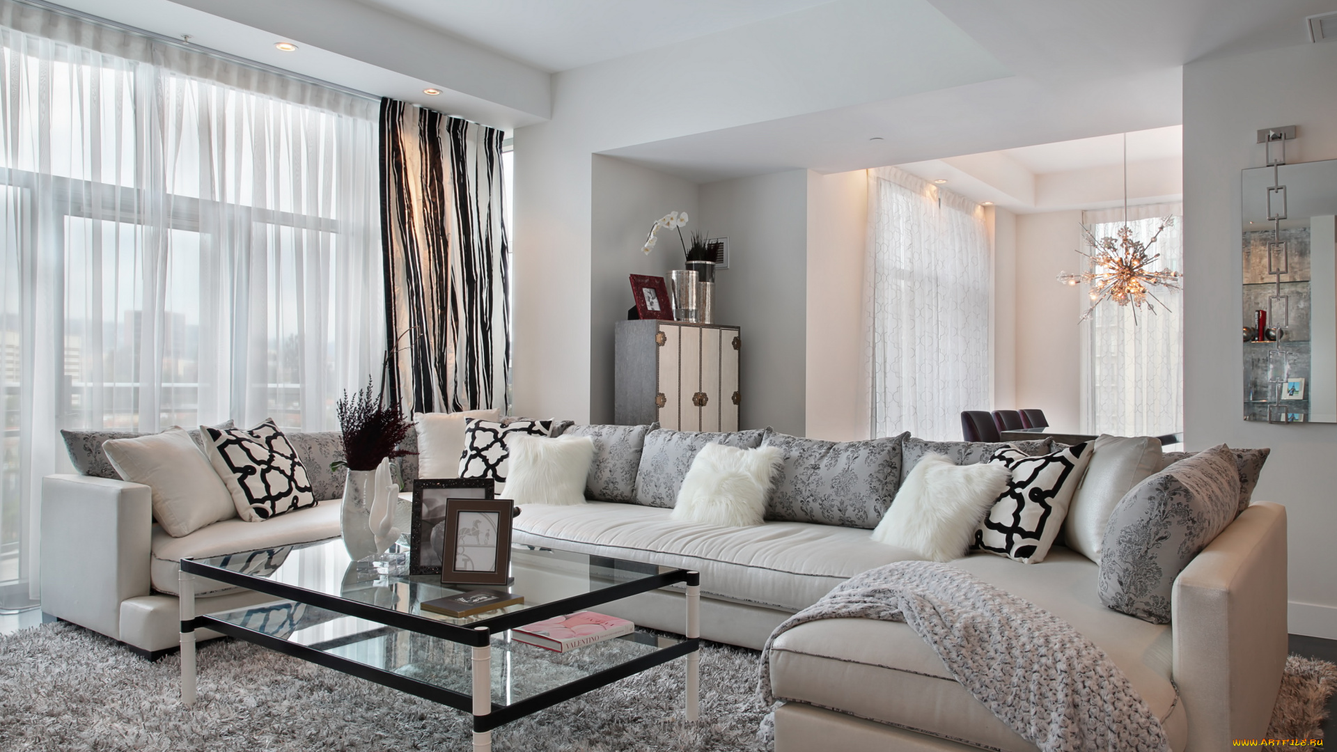 интерьер, гостиная, ковер, стол, диван