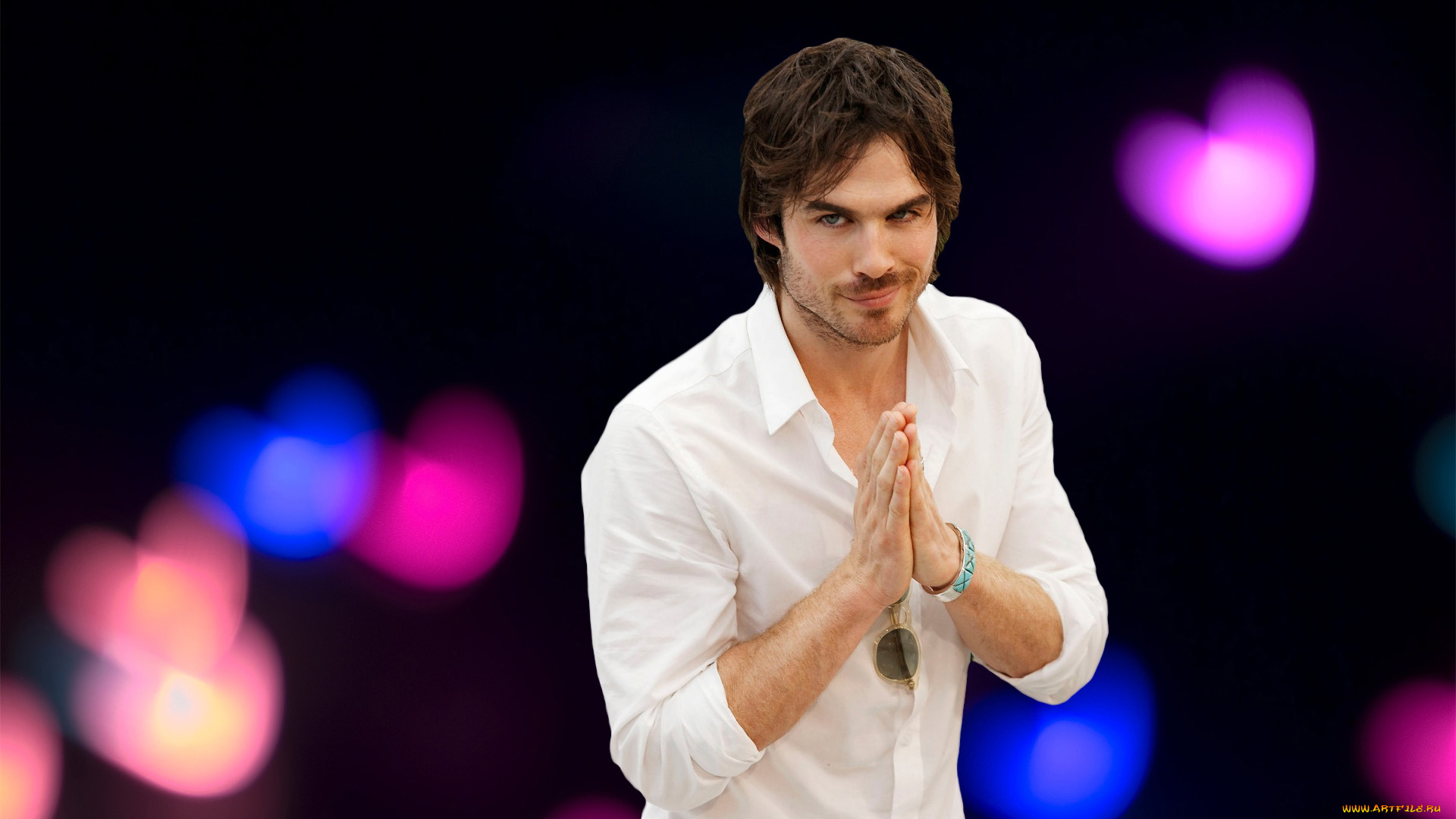 мужчины, ian, somerhalder, жест, приветствие