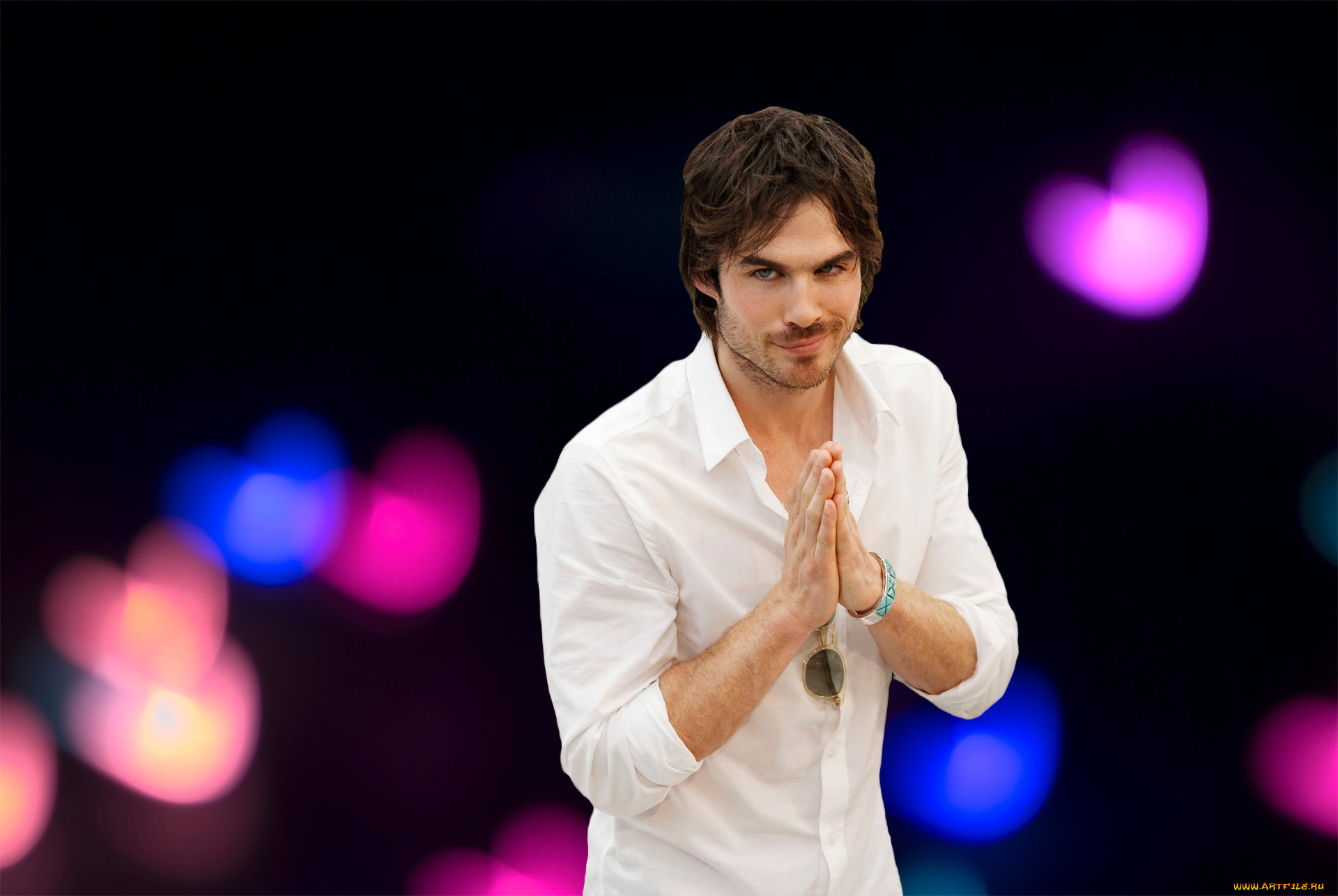 мужчины, ian, somerhalder, жест, приветствие