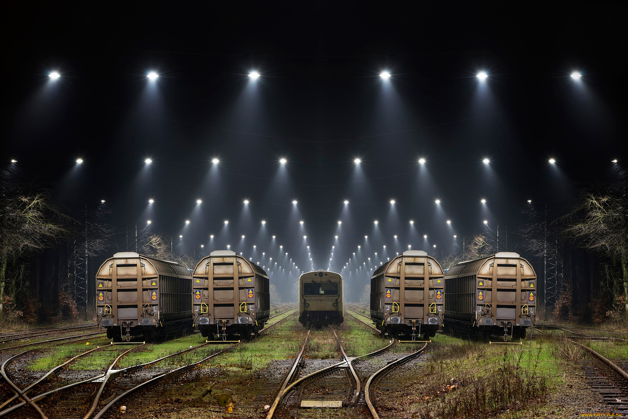 разное, транспортные, средства, и, магистрали, жд, прожектора, ночь, вагоны