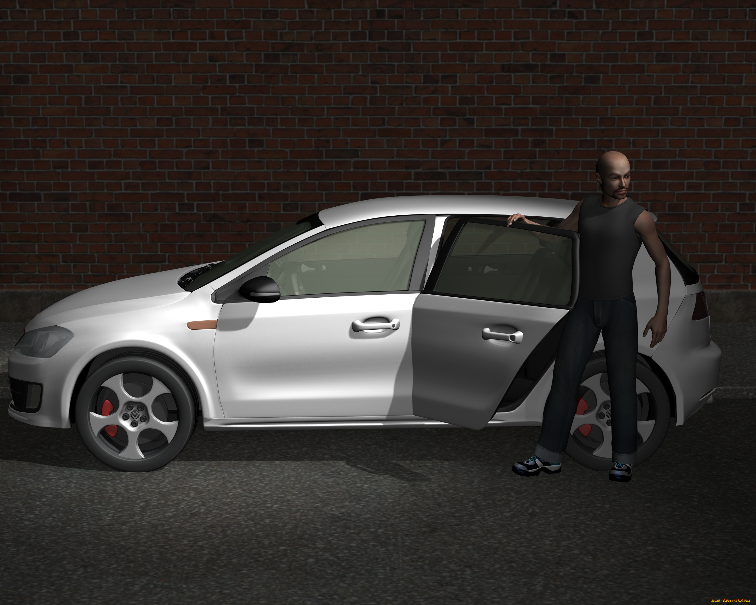 3д, графика, люди, , people, взгляд, мужчина, фон, автомобиль