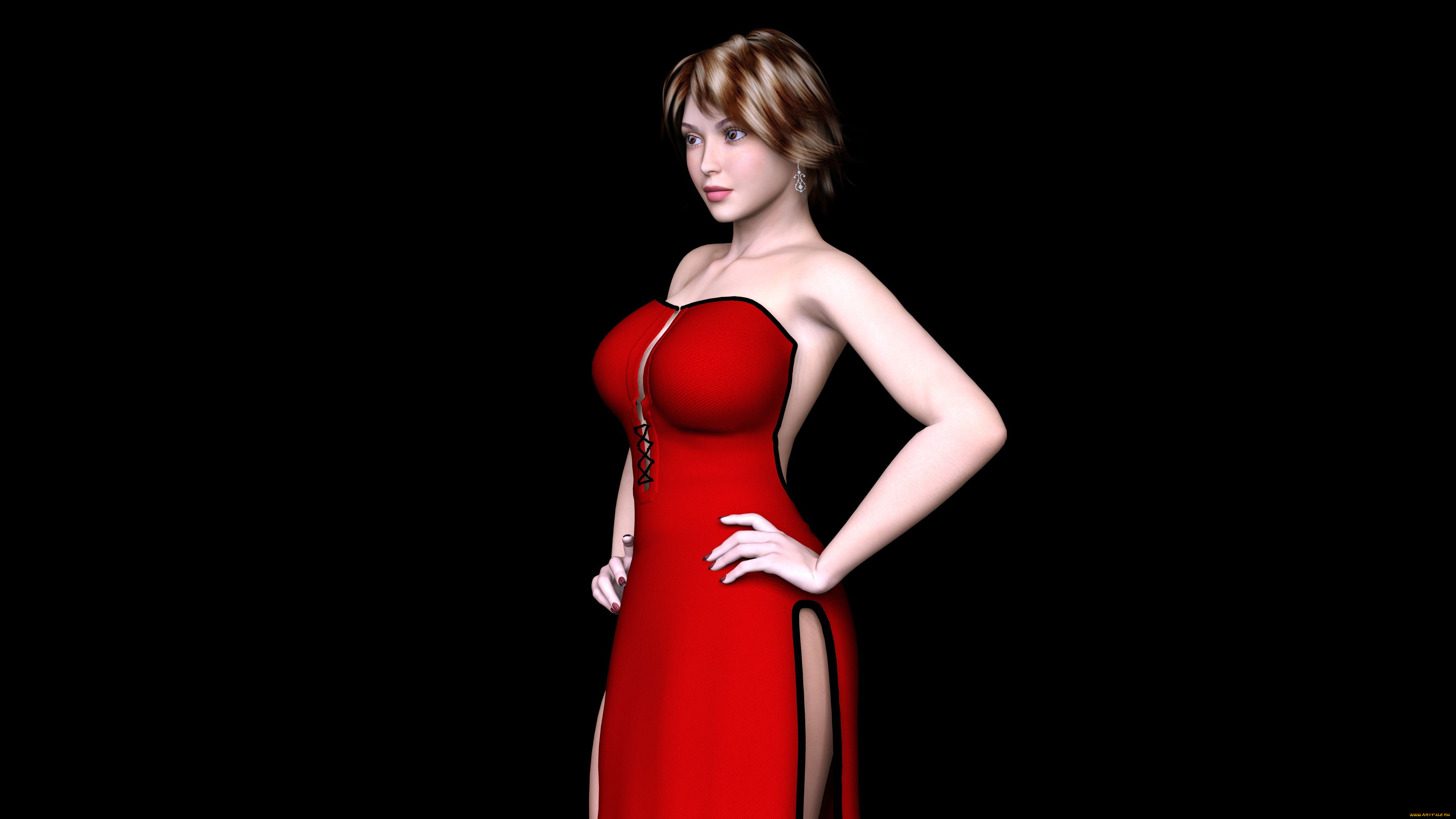 3д, графика, люди, , people, платье, фон, взгляд, девушка