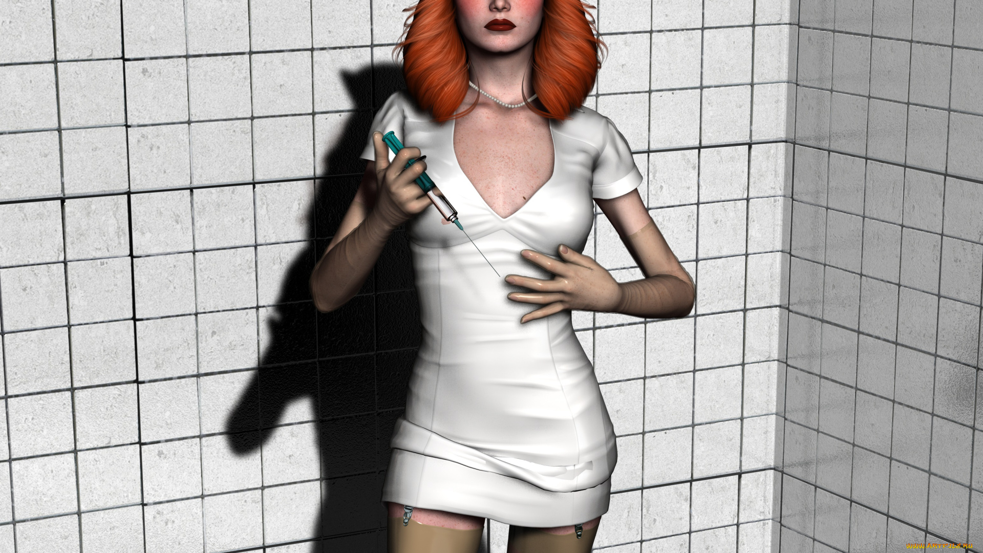 3д, графика, люди, , people, девушка, взгляд, фон, медсестра