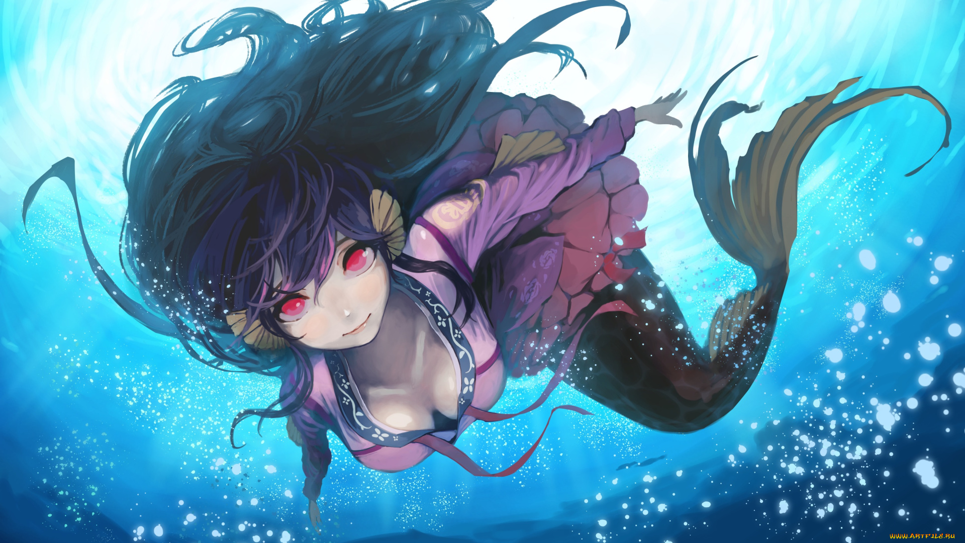 автор, , , mayo, , rgw46, аниме, животные, , существа, океан, русалка, взгляд