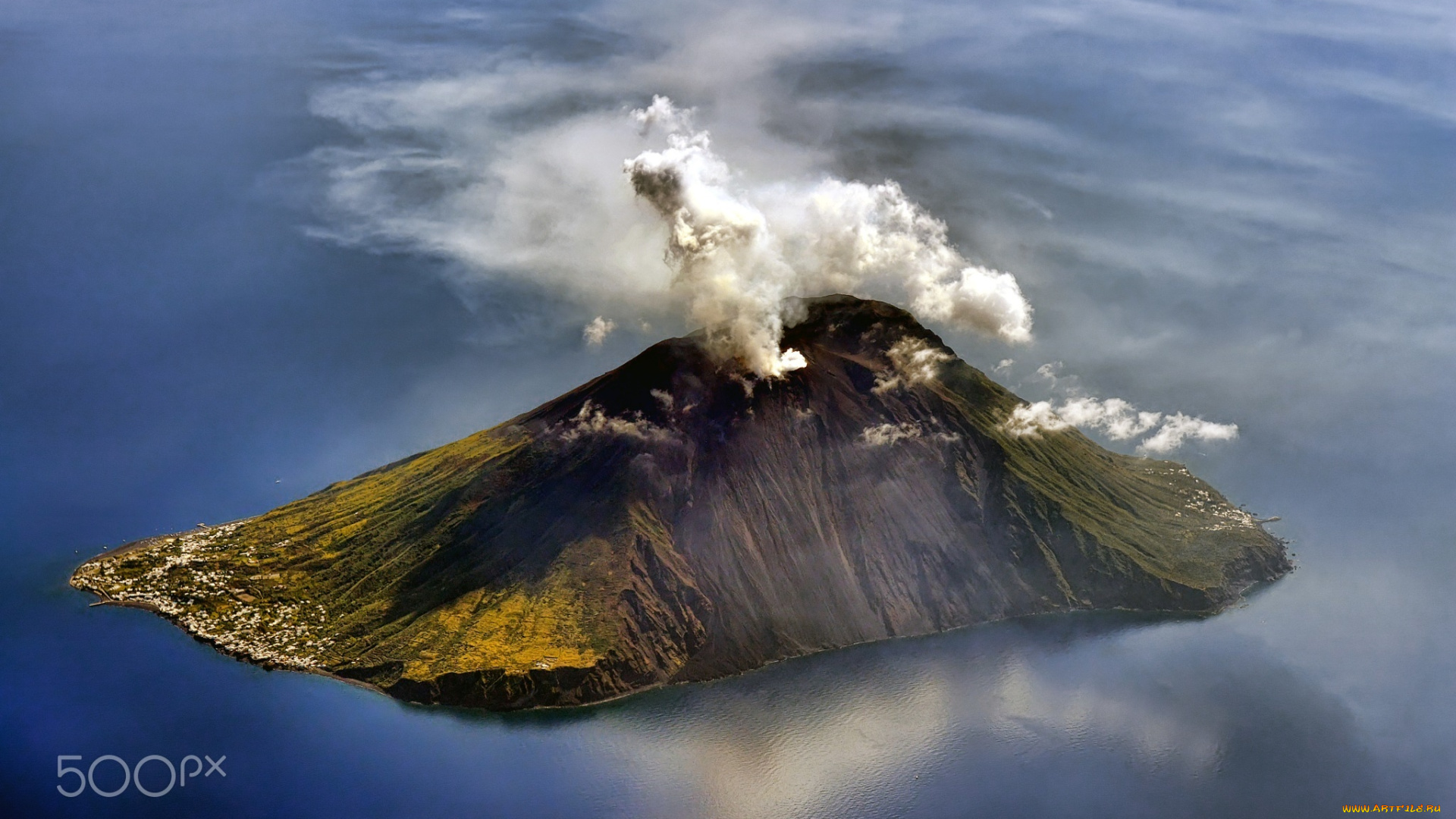 природа, другое, море, город, вулкан, остров