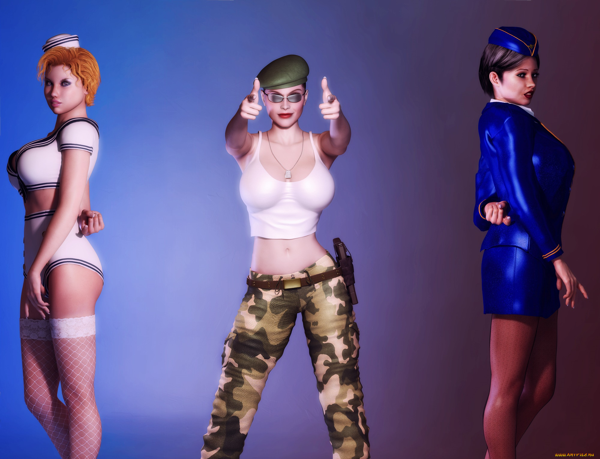 3д, графика, люди, , people, взгляд, девушки, фон