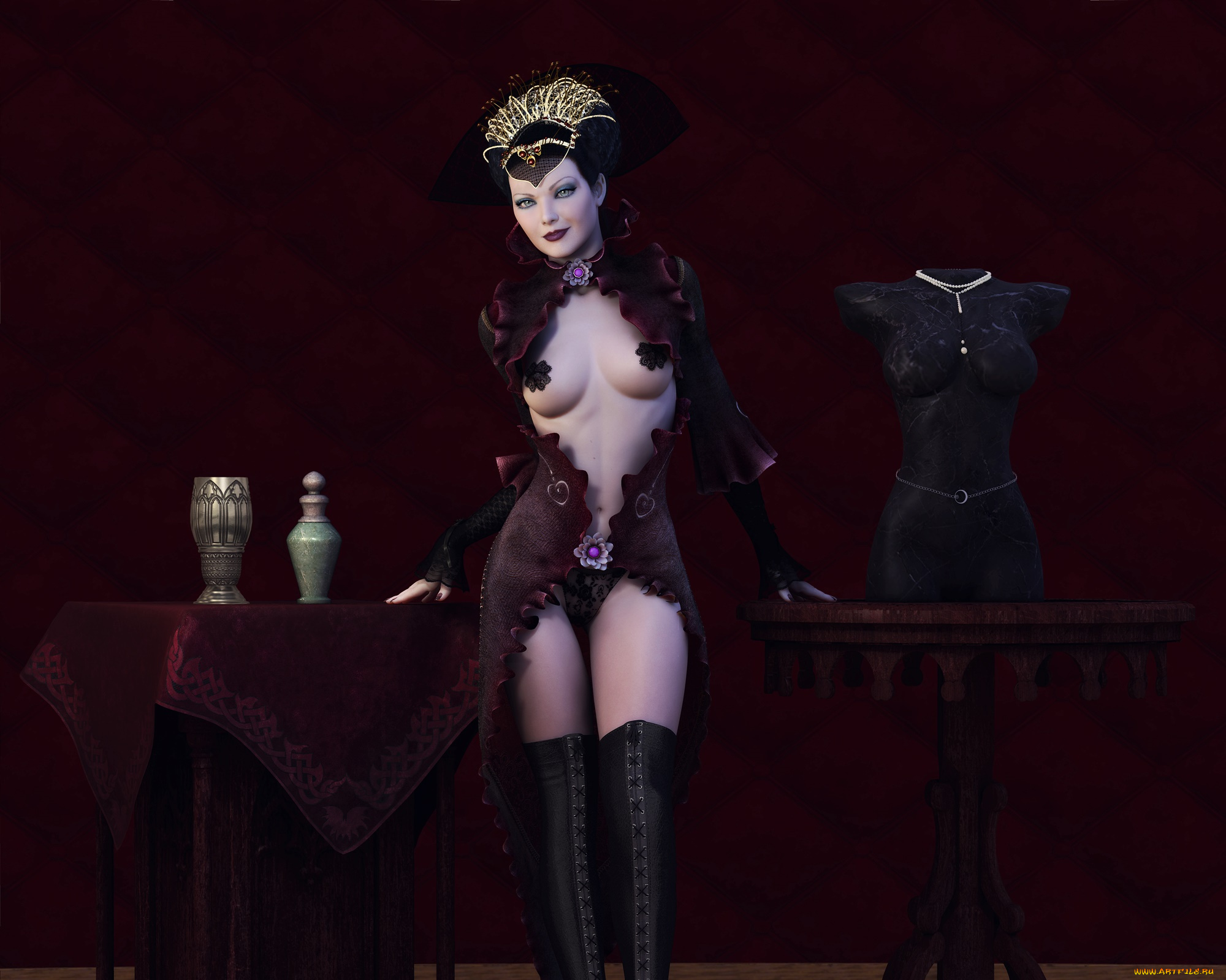 3д, графика, фантазия, , fantasy, грудь, фон, взгляд, девушка