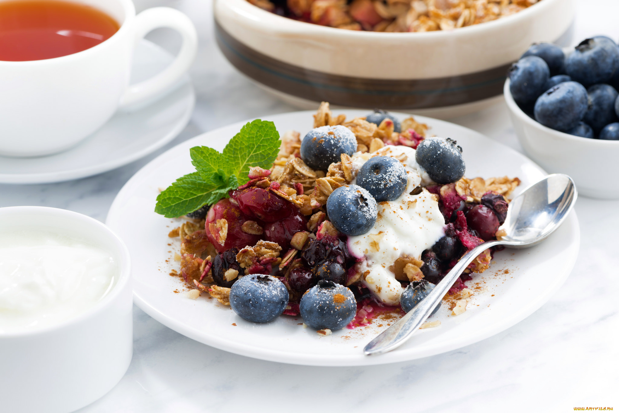 еда, мюсли, , хлопья, овсянка, ягоды, голубика