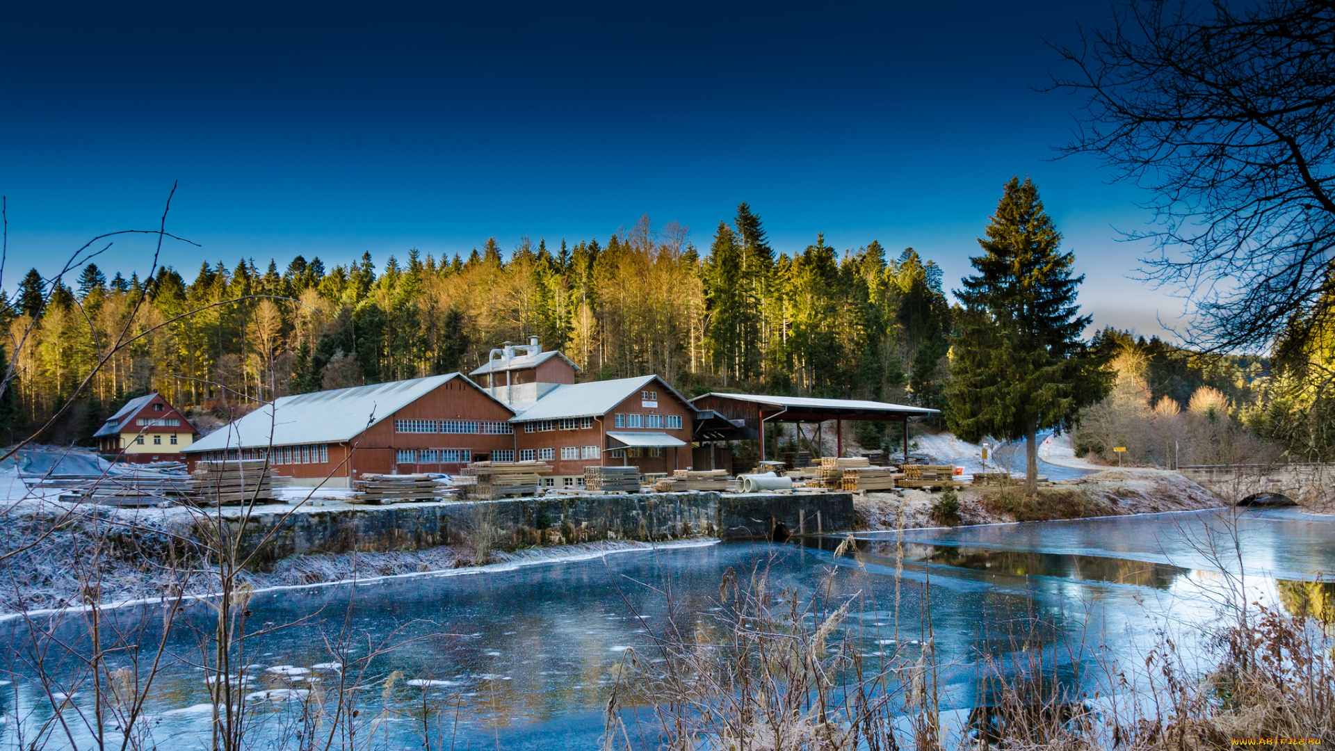 города, -, пейзажи, река, лес