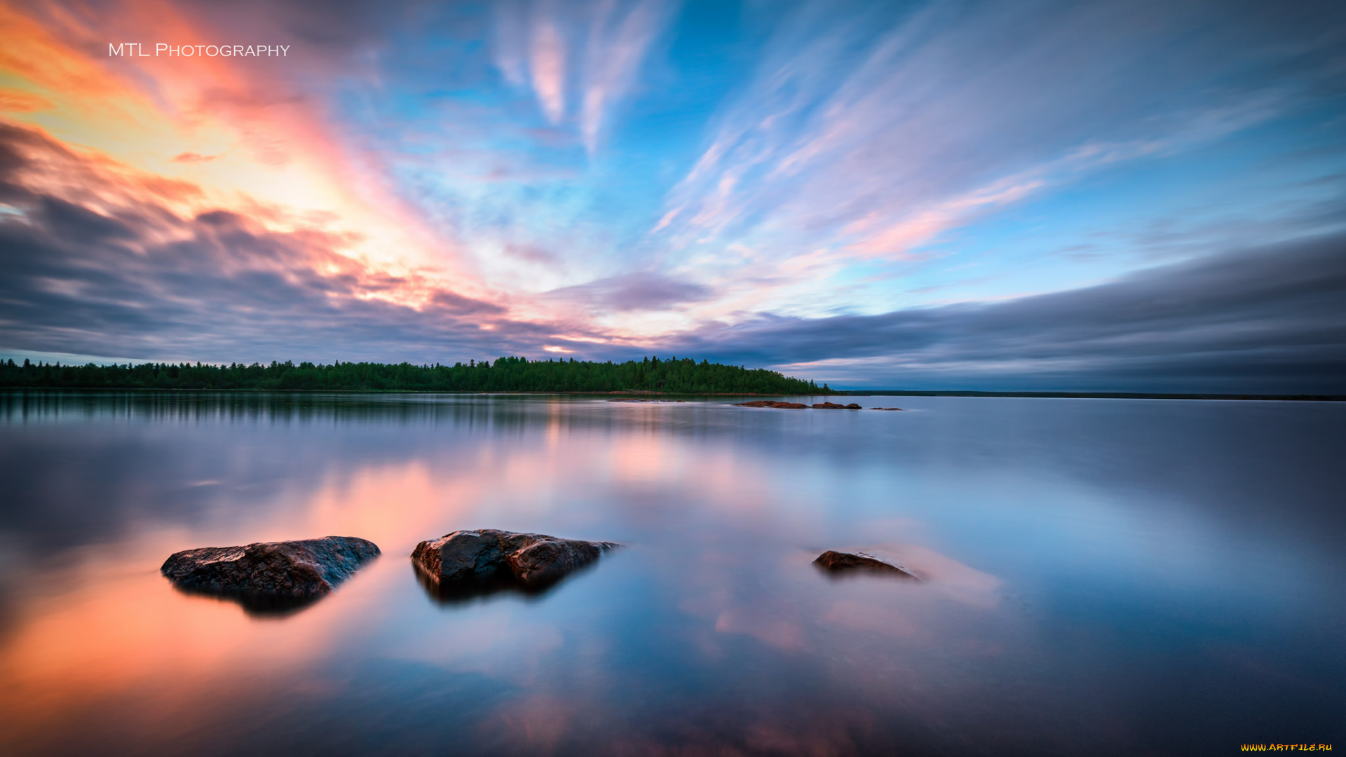 природа, побережье, море, камни, облака