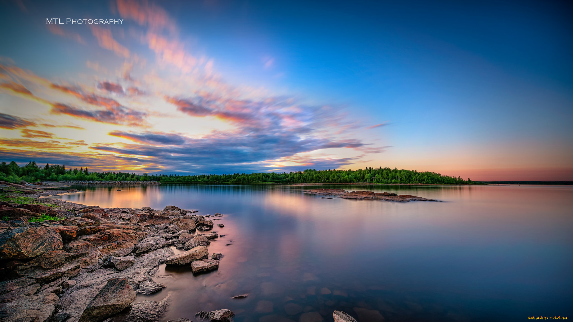 природа, побережье, море, облака