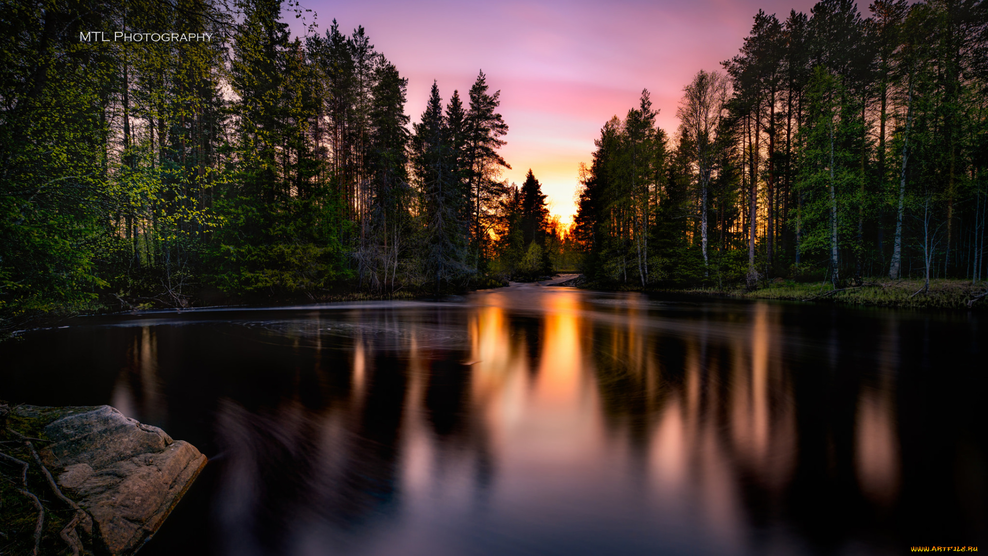 природа, реки, озера, река, лес, ночь