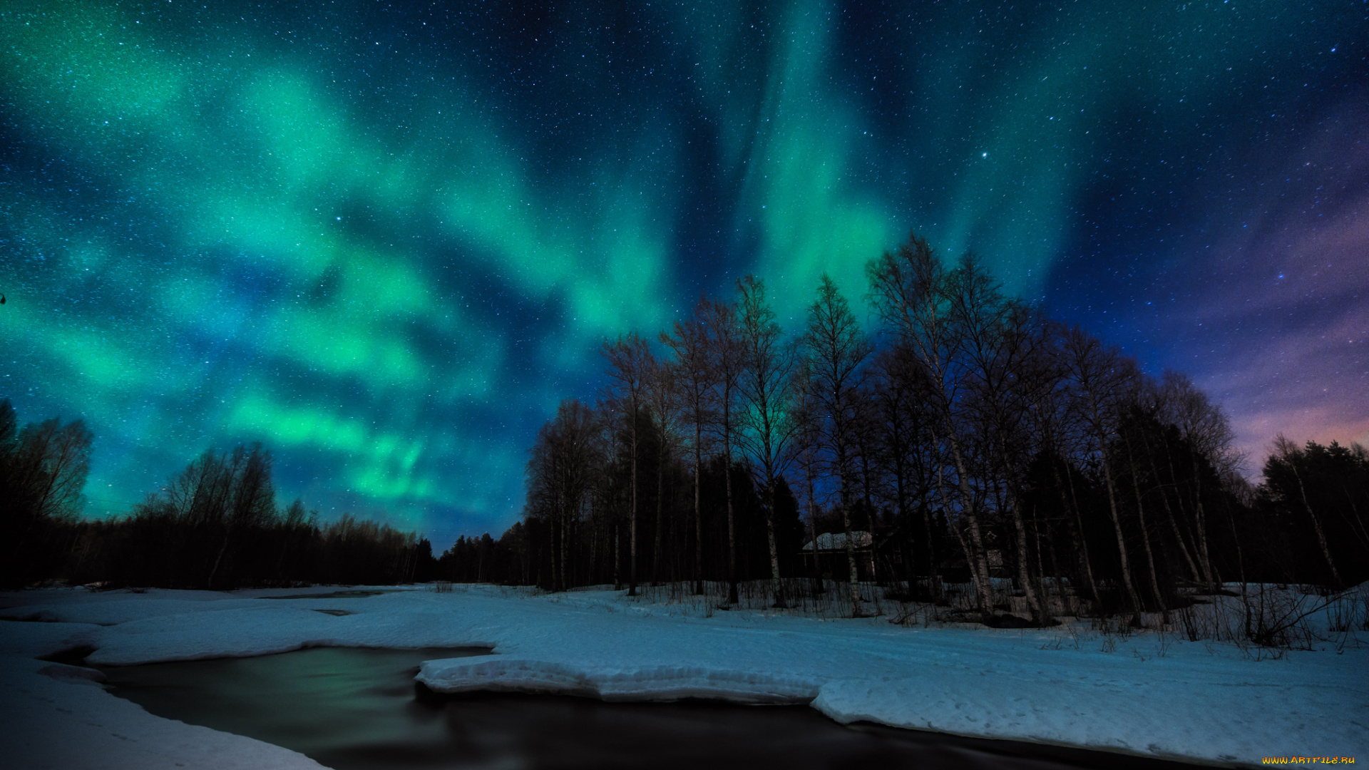 природа, северное, сияние, ночь, северное, сияние