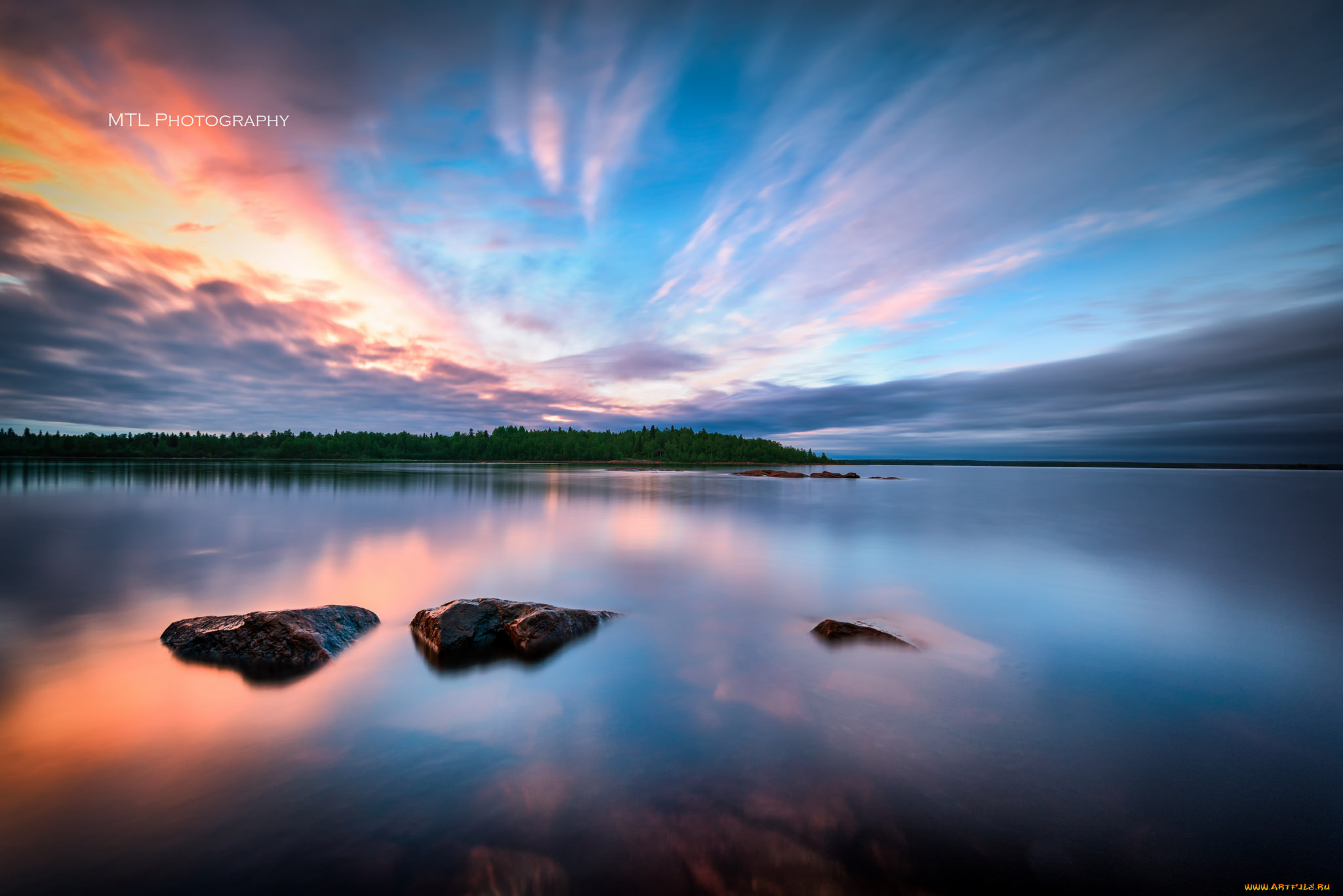 природа, побережье, море, камни, облака