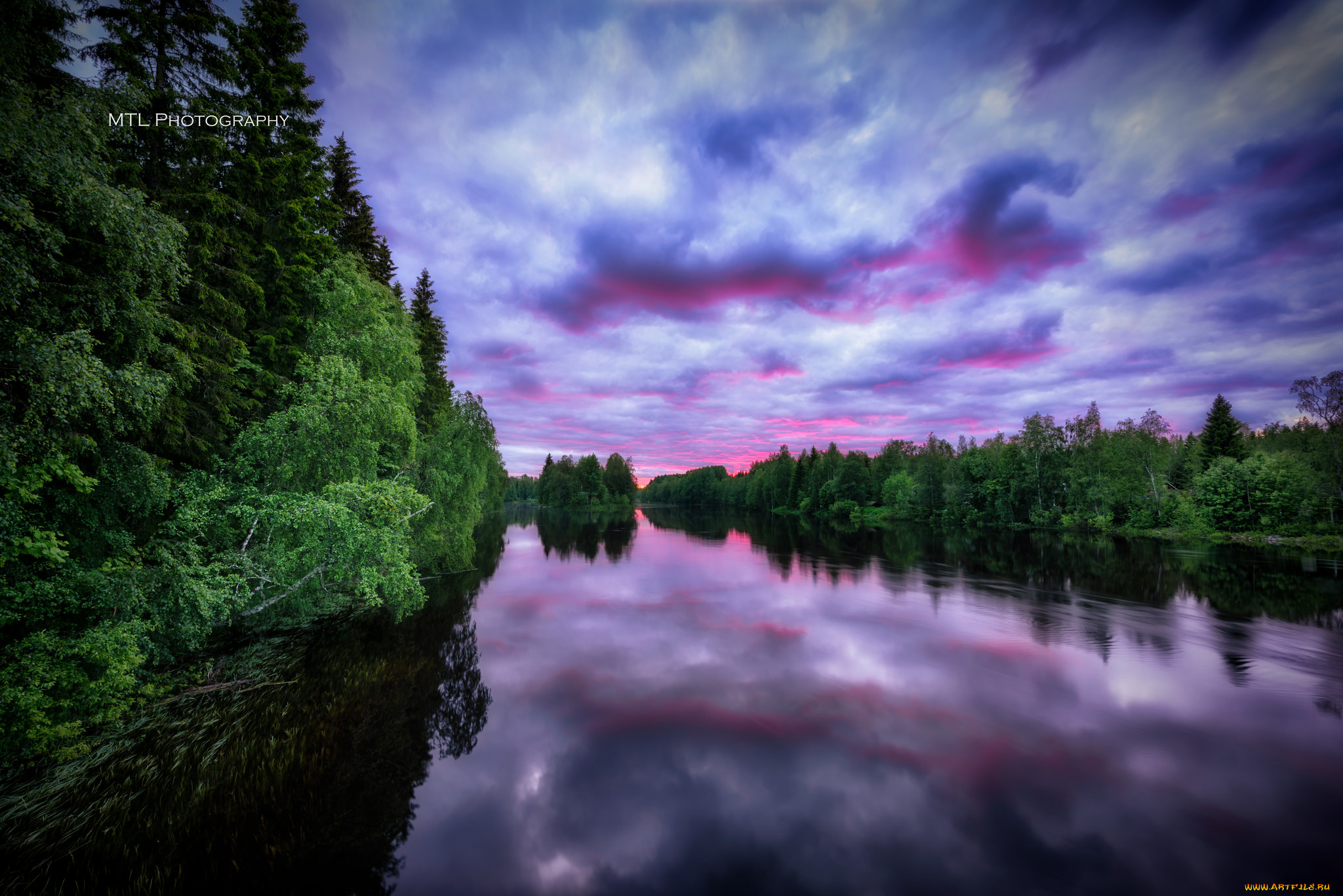 природа, реки, озера, лес, река, облака