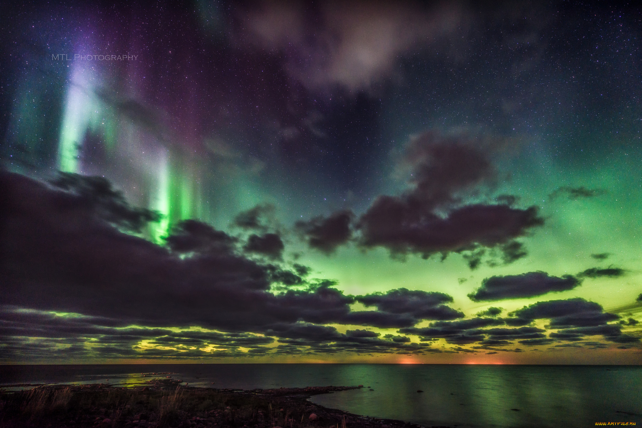 природа, северное, сияние, ночь, северное, сияние