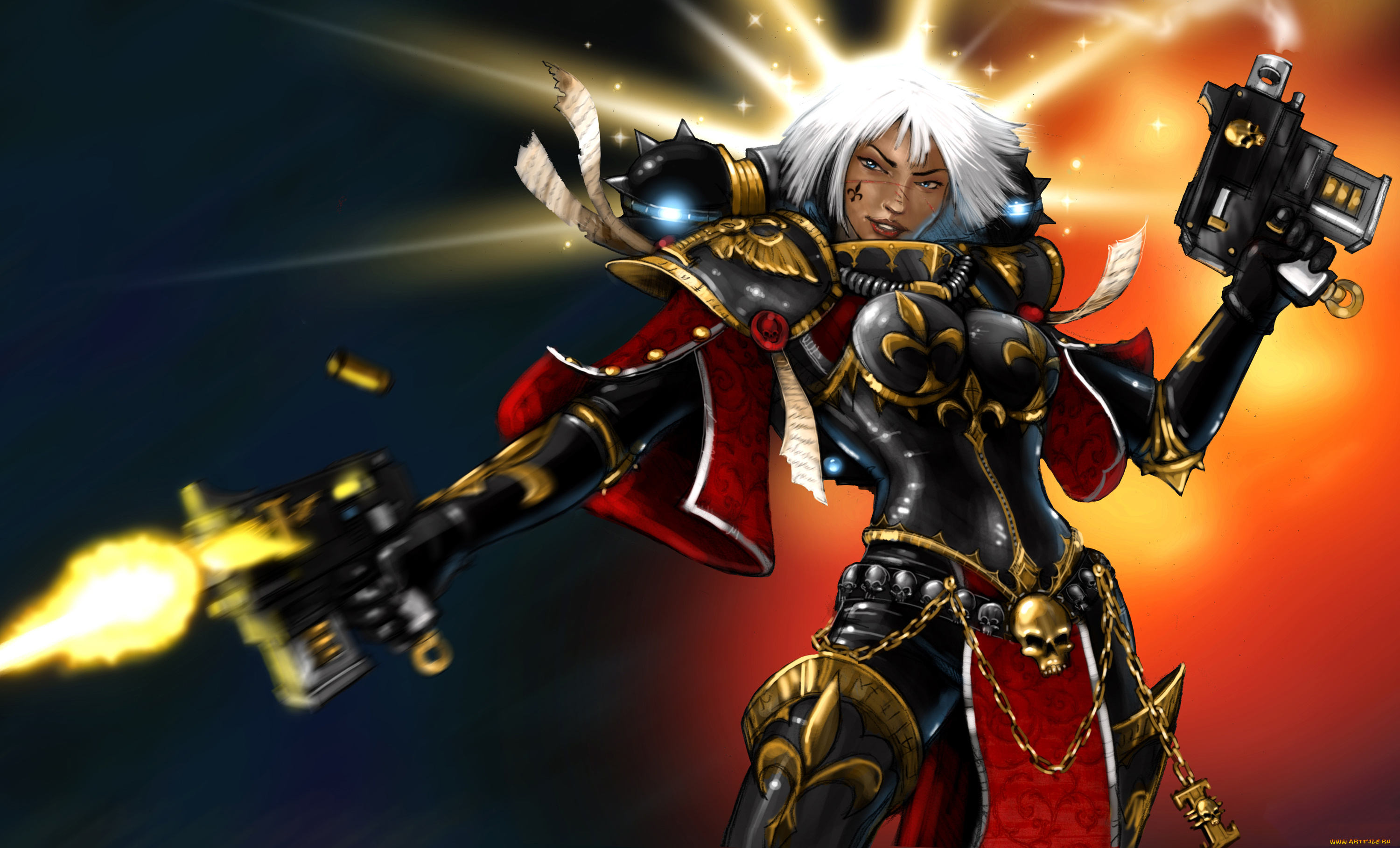 видео, игры, warhammer, 40k, оружие, униформа, взгляд, фон, девушка