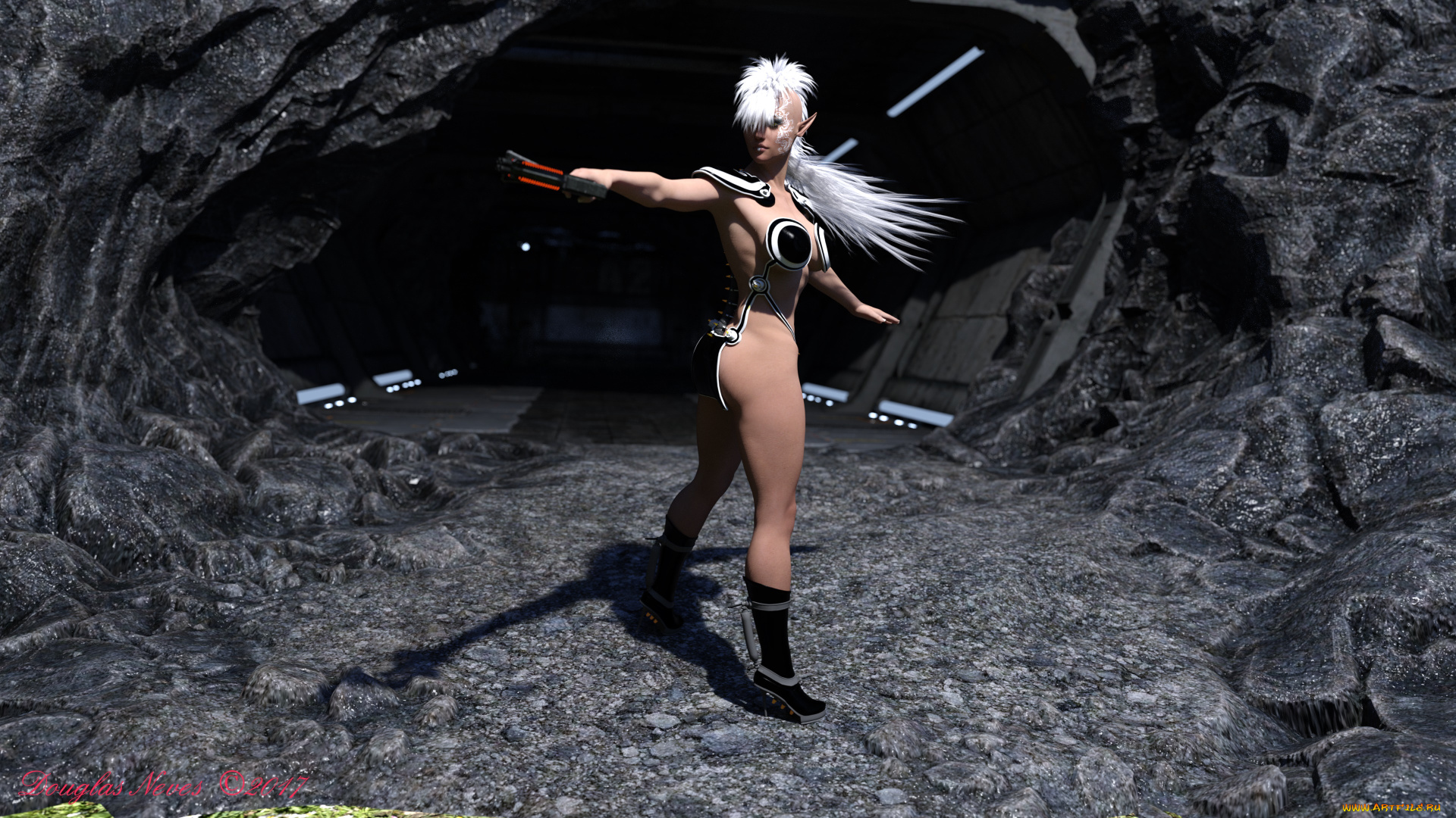 3д, графика, эльфы, , elves, эльфийка, оружие, фон, взгляд