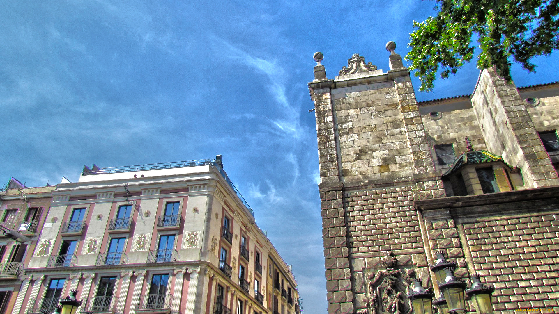 барселона, города, барселона, , испания, здание, фонарь