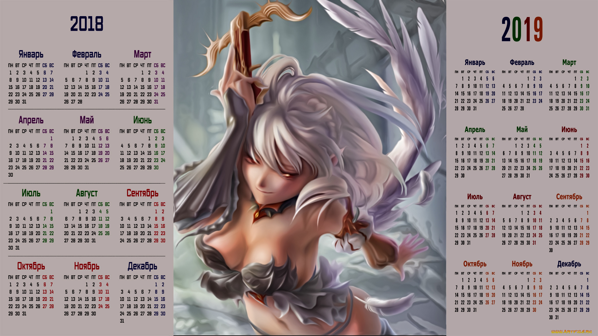 календари, аниме, девушка
