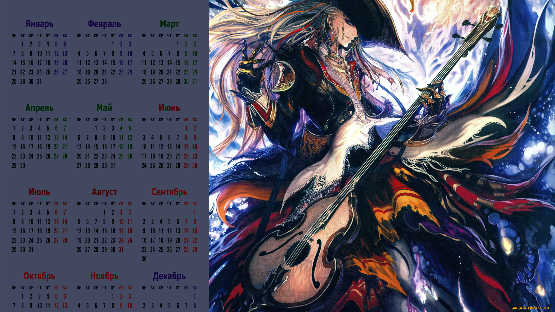 календари, аниме, шляпа, взгляд, девушка