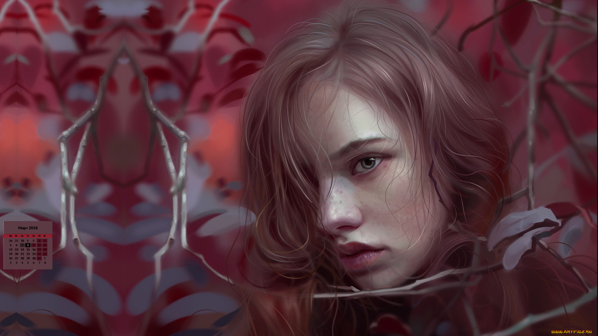 календари, фэнтези, девушка, взгляд, 2018