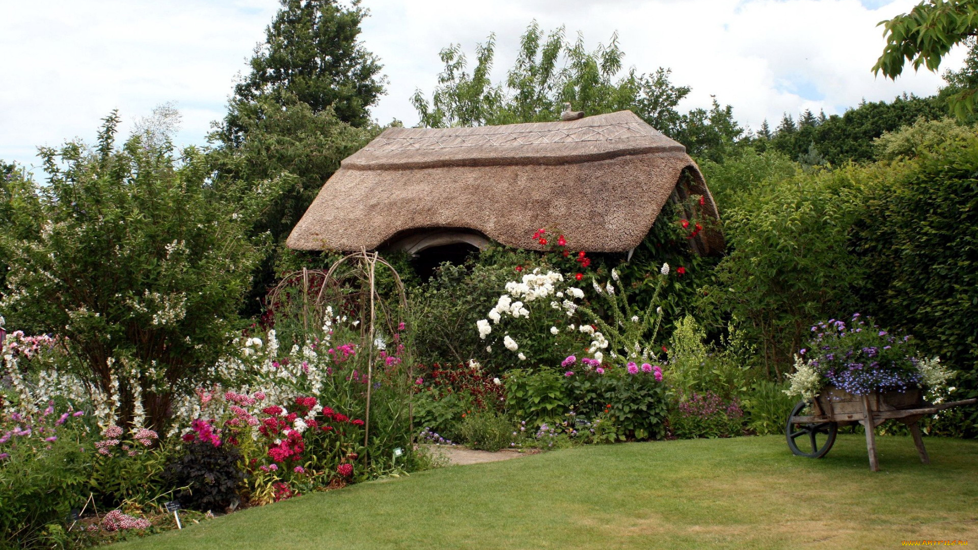 природа, парк, беседка, цветник