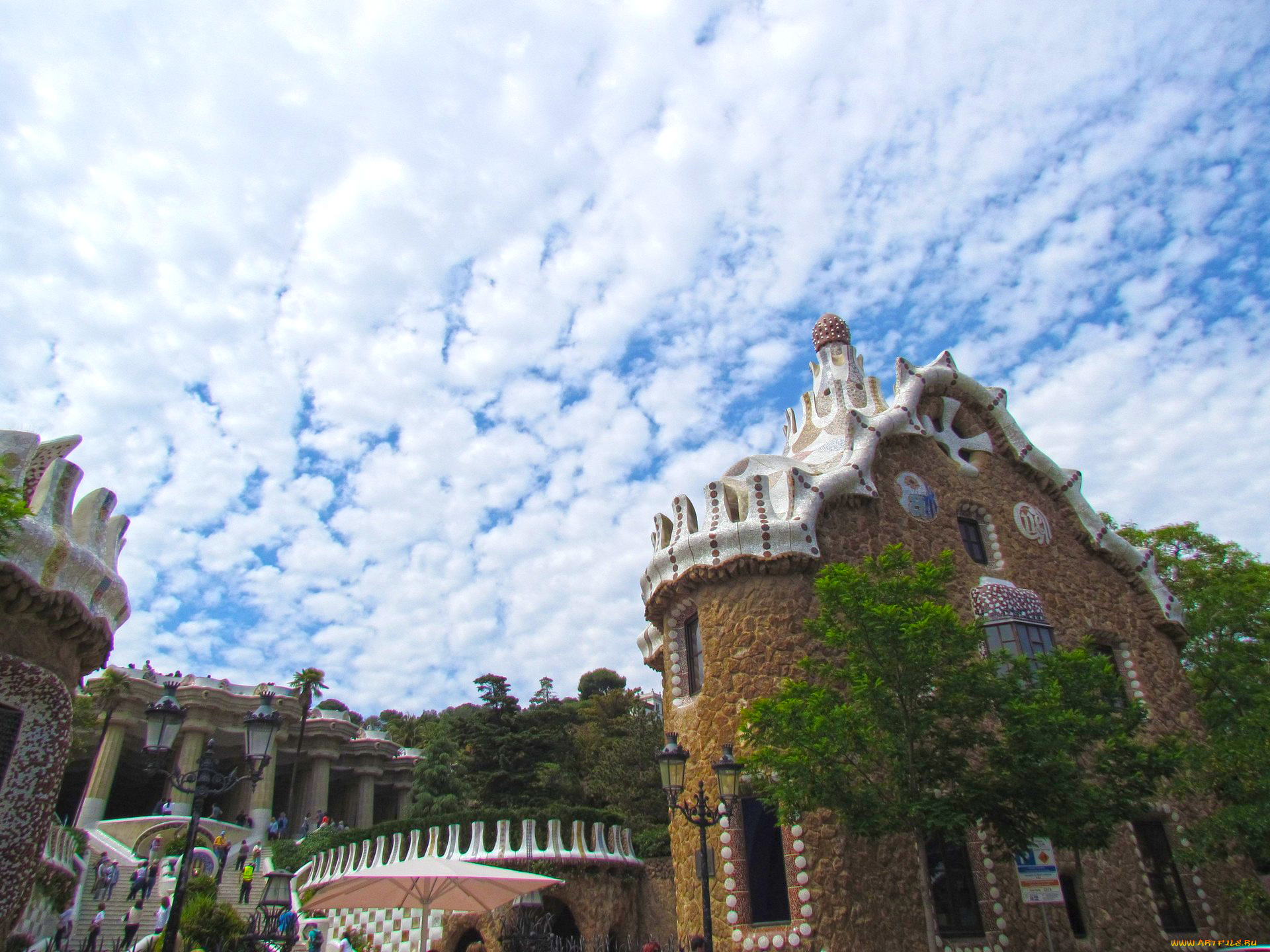 барселона, города, барселона, , испания, здание, дерево, облака