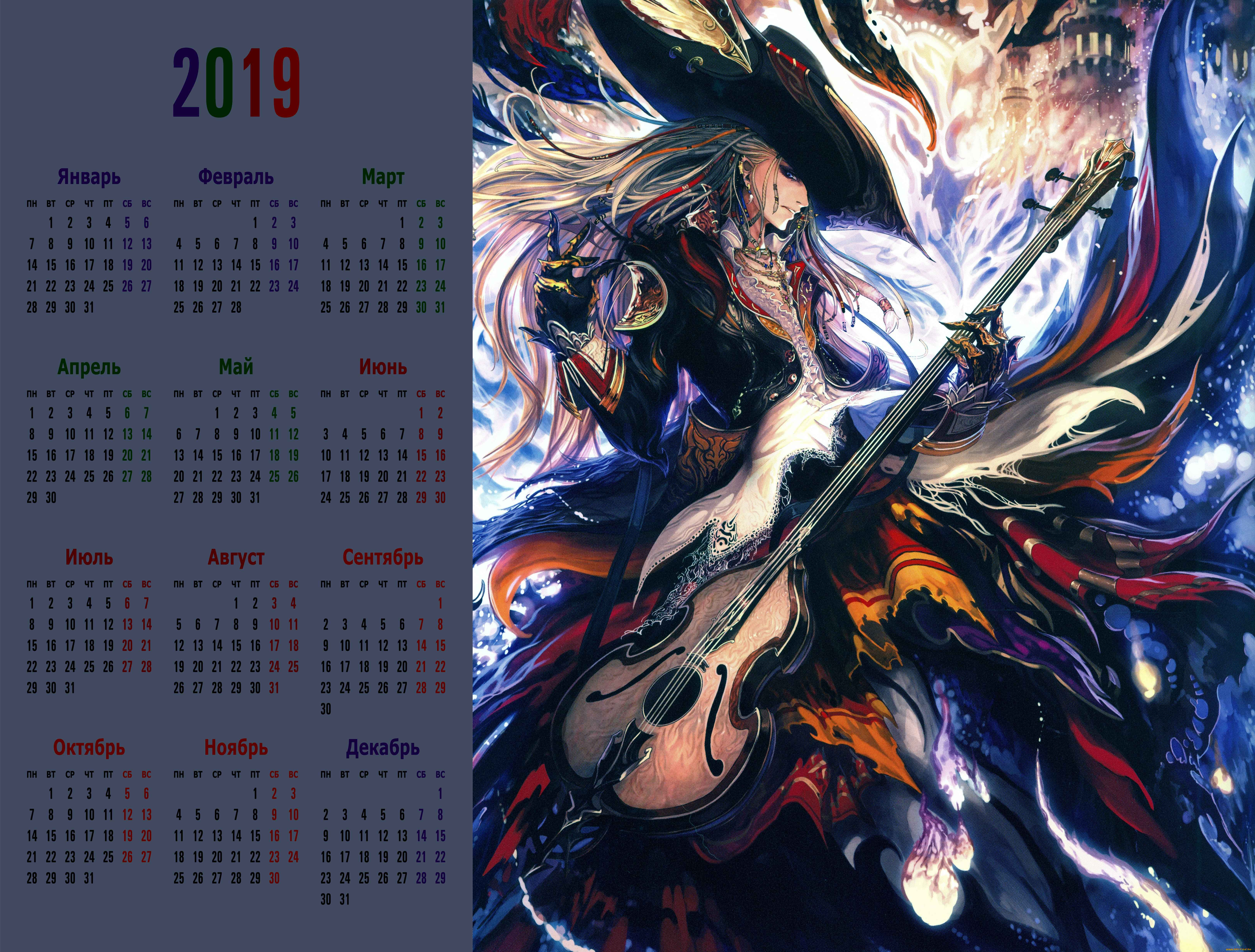 календари, аниме, шляпа, взгляд, девушка