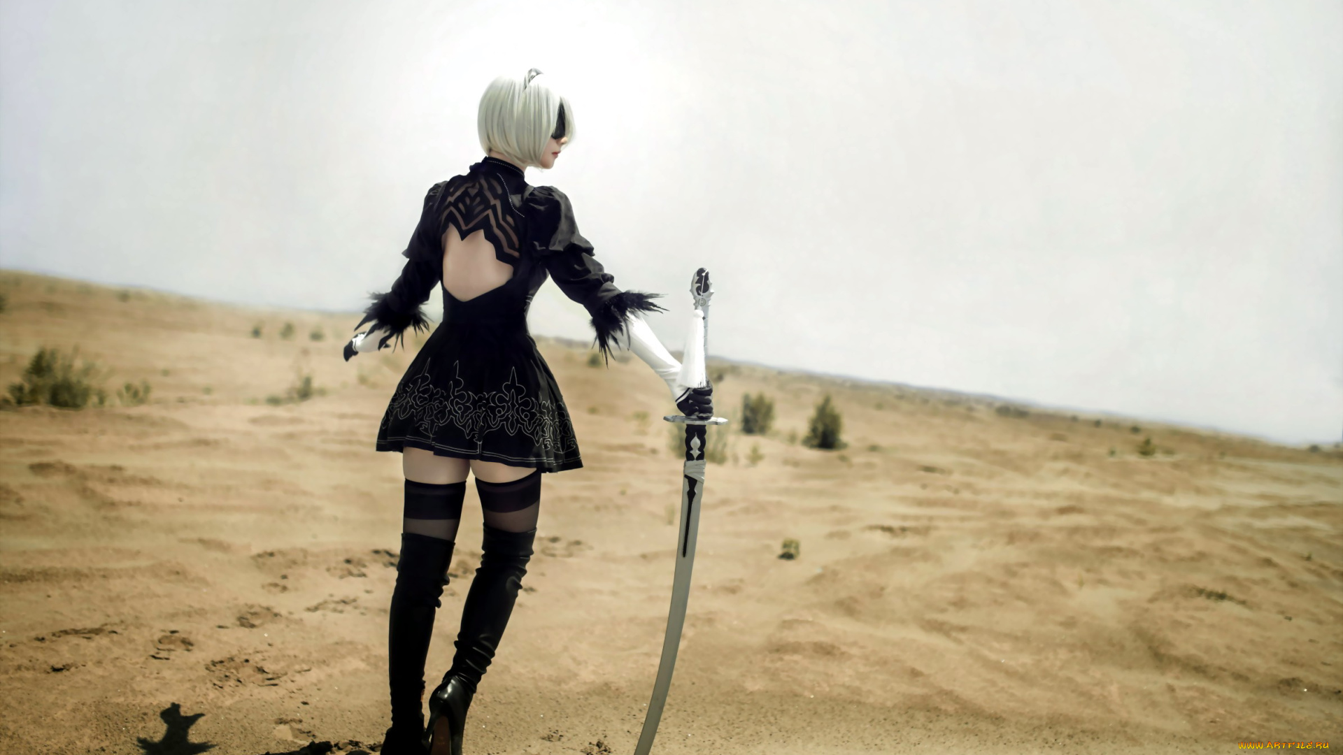 девушки, -unsort, , девушки, с, оружием, 2в, пустыня, меч, андроид, девушка