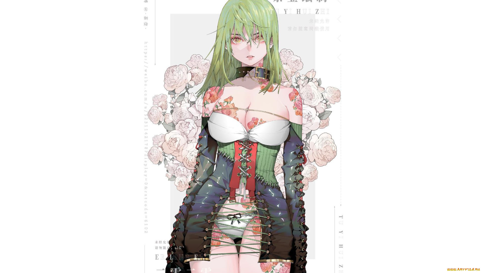 аниме, unknown, , другое, , девушка, цветы