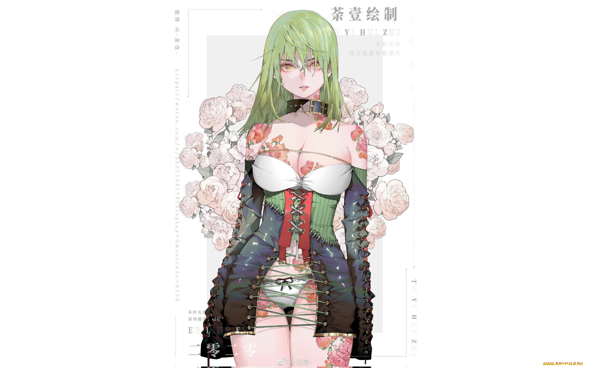 аниме, unknown, , другое, , девушка, цветы