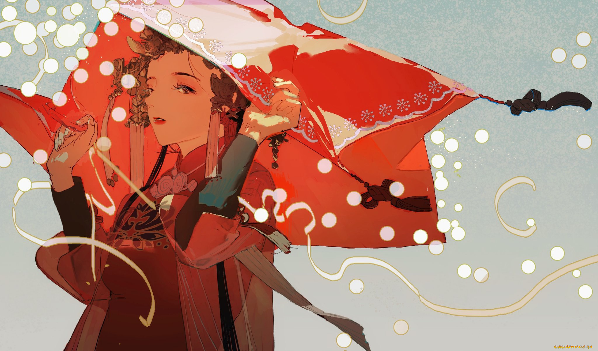 аниме, unknown, , другое, , девочка, ткань, конфетти